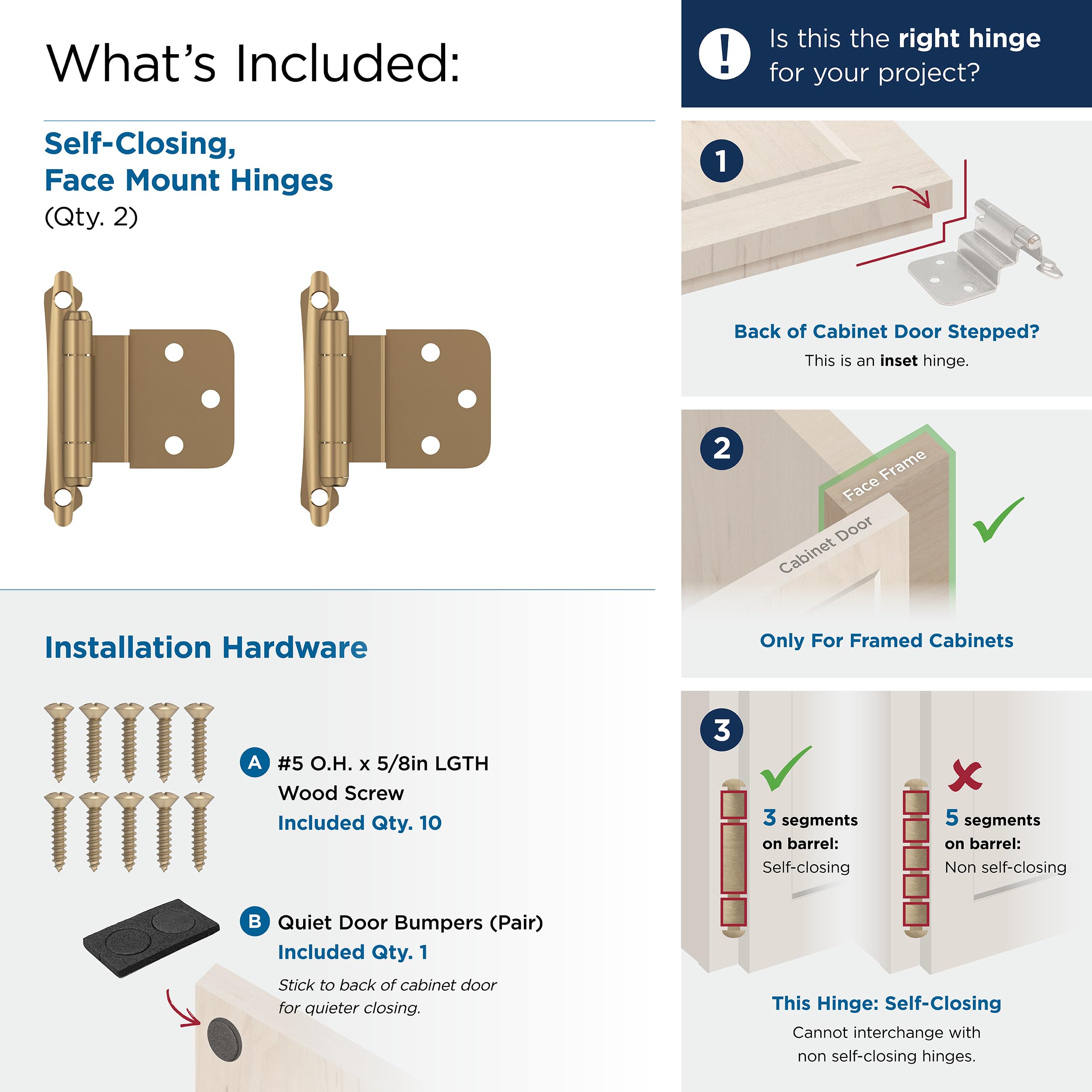 Amerock BPR7928CZ Hinge, Champagne Bronze, Self-Closing - Image 3