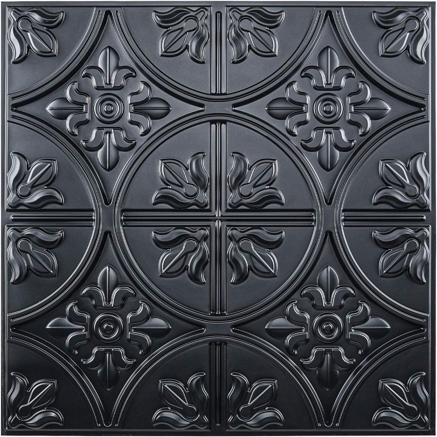 Art3d 48 (Pack Of 48) Wall Panel Traditional, Black