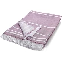 Arus Bath, Beach, Pool and Gym Peshtemal Fouta Towel with Terry Cotton Loops on one Side, Purple, 28x55