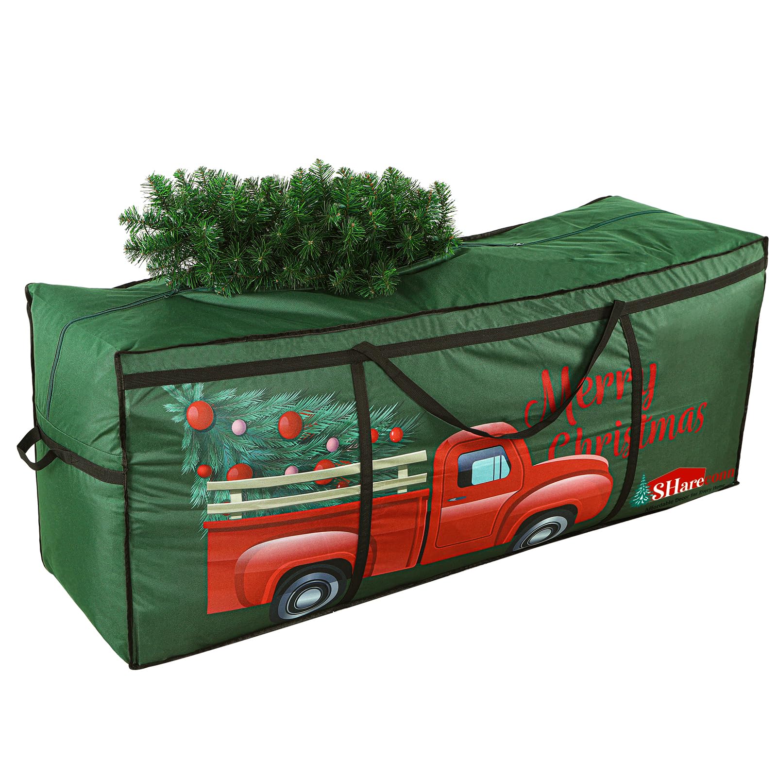 SHareconn Sacca per Albero di Natale, Borsa Oxford 600D Grande, Resistente e Impermeabile con Manici Rinforzati, Adatta per Alberi di Natale Artificiali Fino a 220 cm e Palline di Natale, Verde