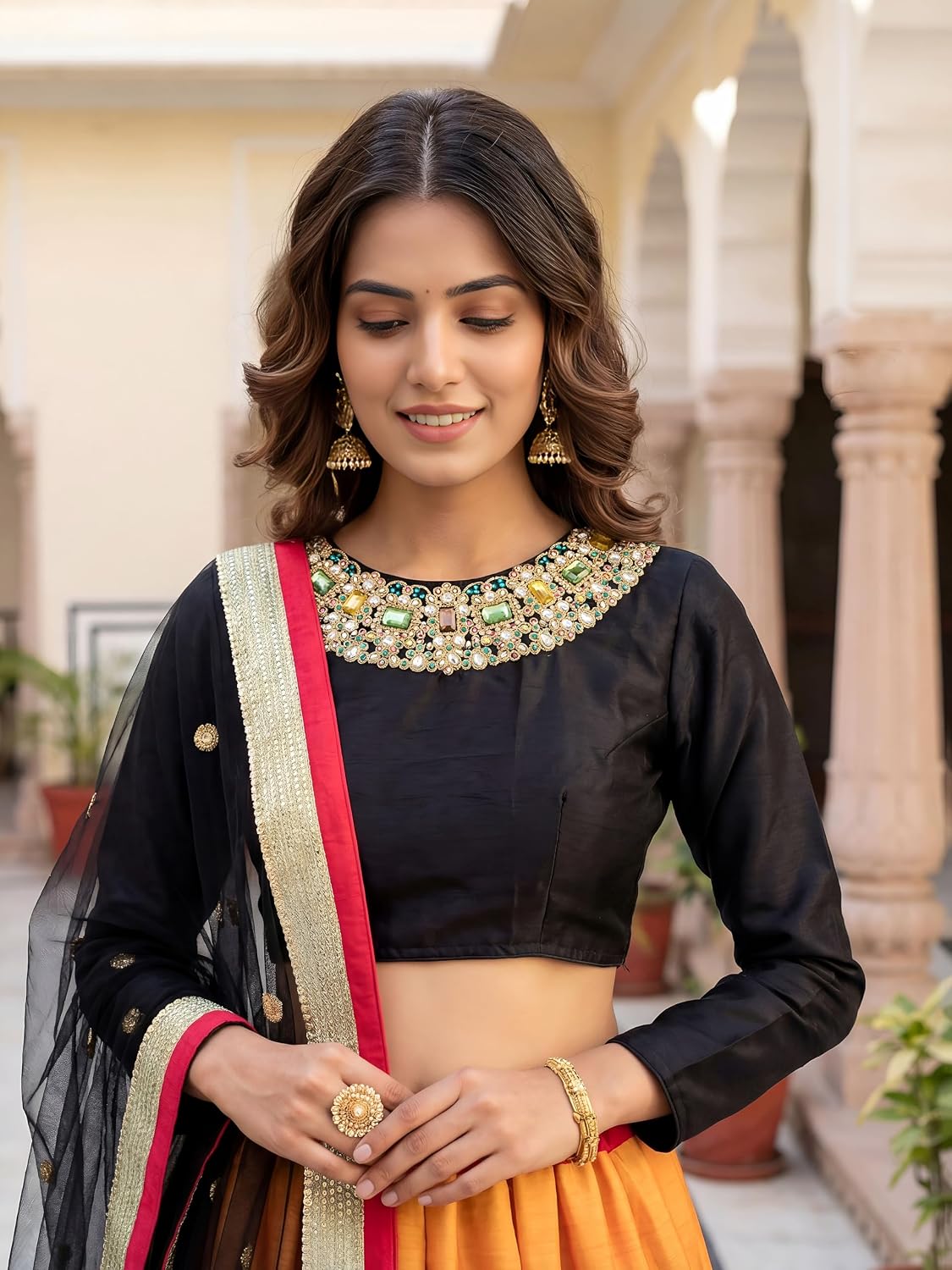 Ready to Wear Lehenga Choli for Women, Multicolor Digital Printed Skirt with Blouse and Dupatta