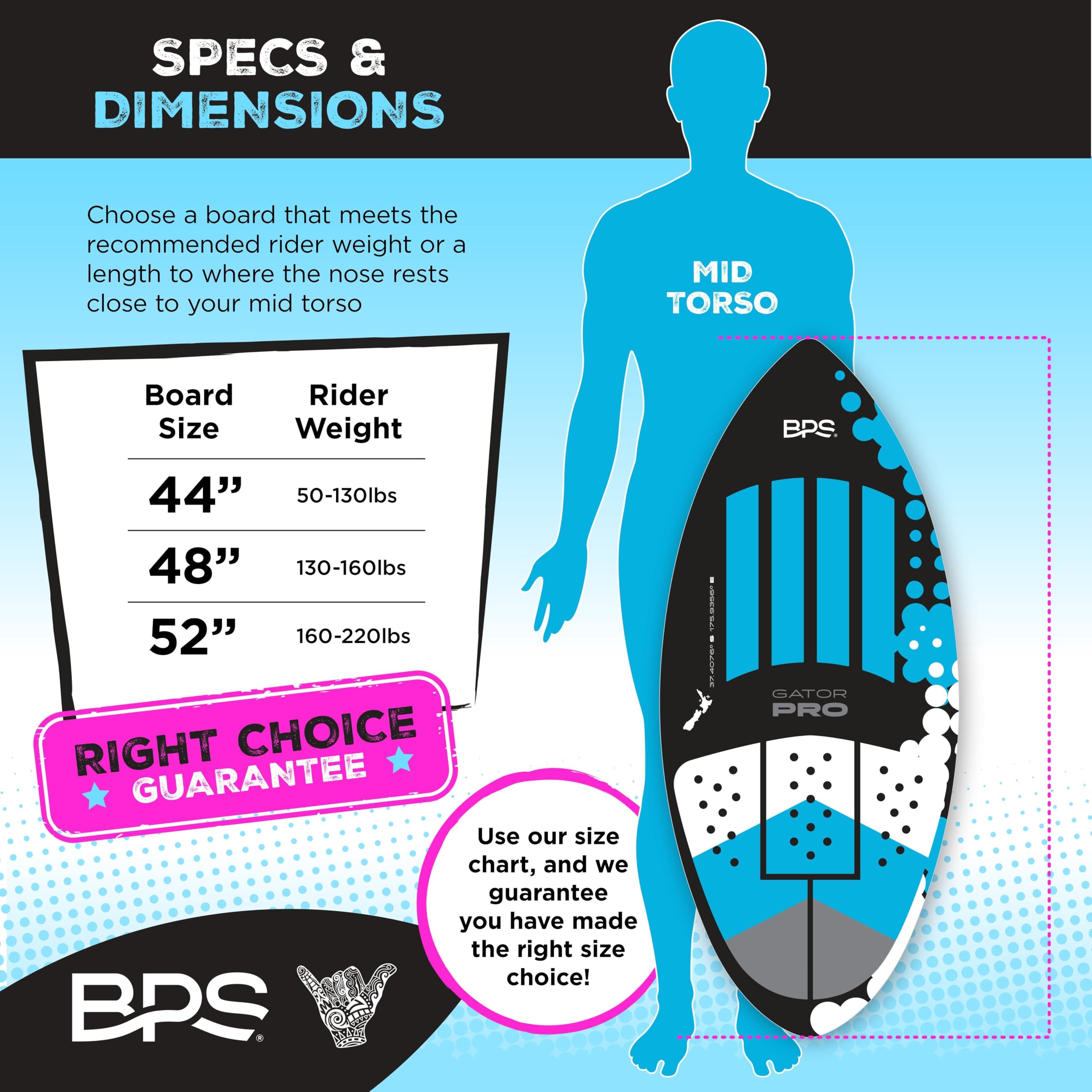 Amazon.com : BPS 'Gator PRO' Fiberglass Skimboard (44 Inch) - No