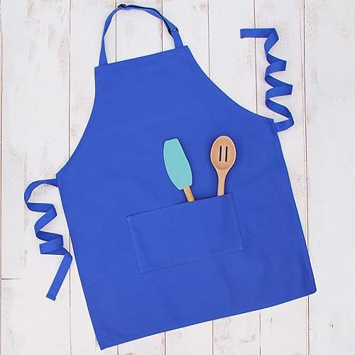 Miniatura 8 de Threadart Delantal ajustable de algodón 100% lona con bolsillo doble  Para cocinar cocina, barbacoa, chef artesanías  26 x 31 pulgadas