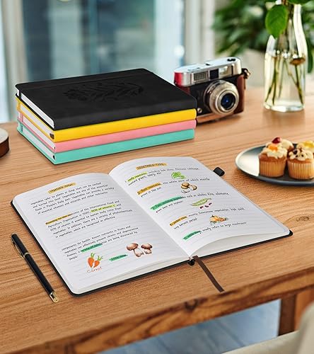 Miniatura 7 de Cuaderno rayado para mujer, tamaño A5, de cuero de tapa dura rosa, 200 páginas, diario diario de viaje, cuaderno grueso a rayas universitarias para