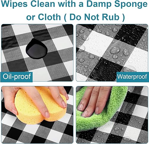 Miniatura 3 de 3 paquetes de fundas de vinilo a cuadros para mesa de picnic y banco para mesa de comedor de 72 x 30 pulgadas, cubierta de banco para picnic