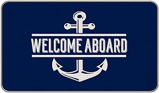 MIXDING Welcome Aboard Anchor Anchor Funny Quotes Entrance Door Mat 17x30 Inch Doormats Decor, Nautical Lake House Front Door Porch Outdoor Indoor Decorations