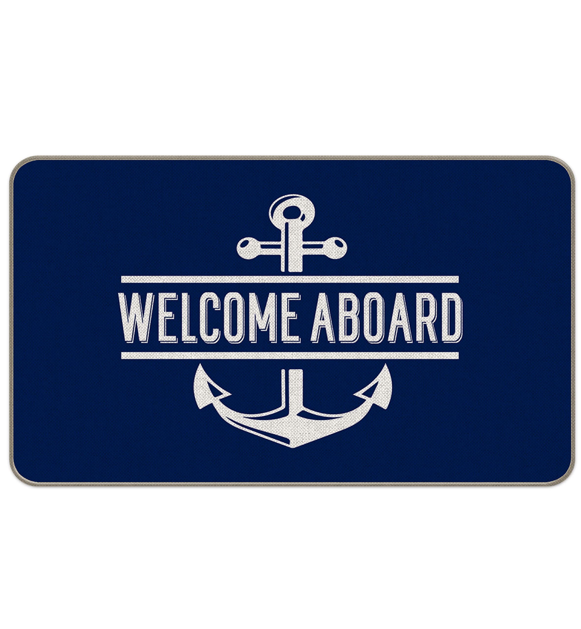 MIXDING Welcome Aboard Anchor Anchor Funny Quotes Entrance Door Mat 17x30 Inch Doormats Decor, Nautical Lake House Front Door Porch Outdoor Indoor Decorations