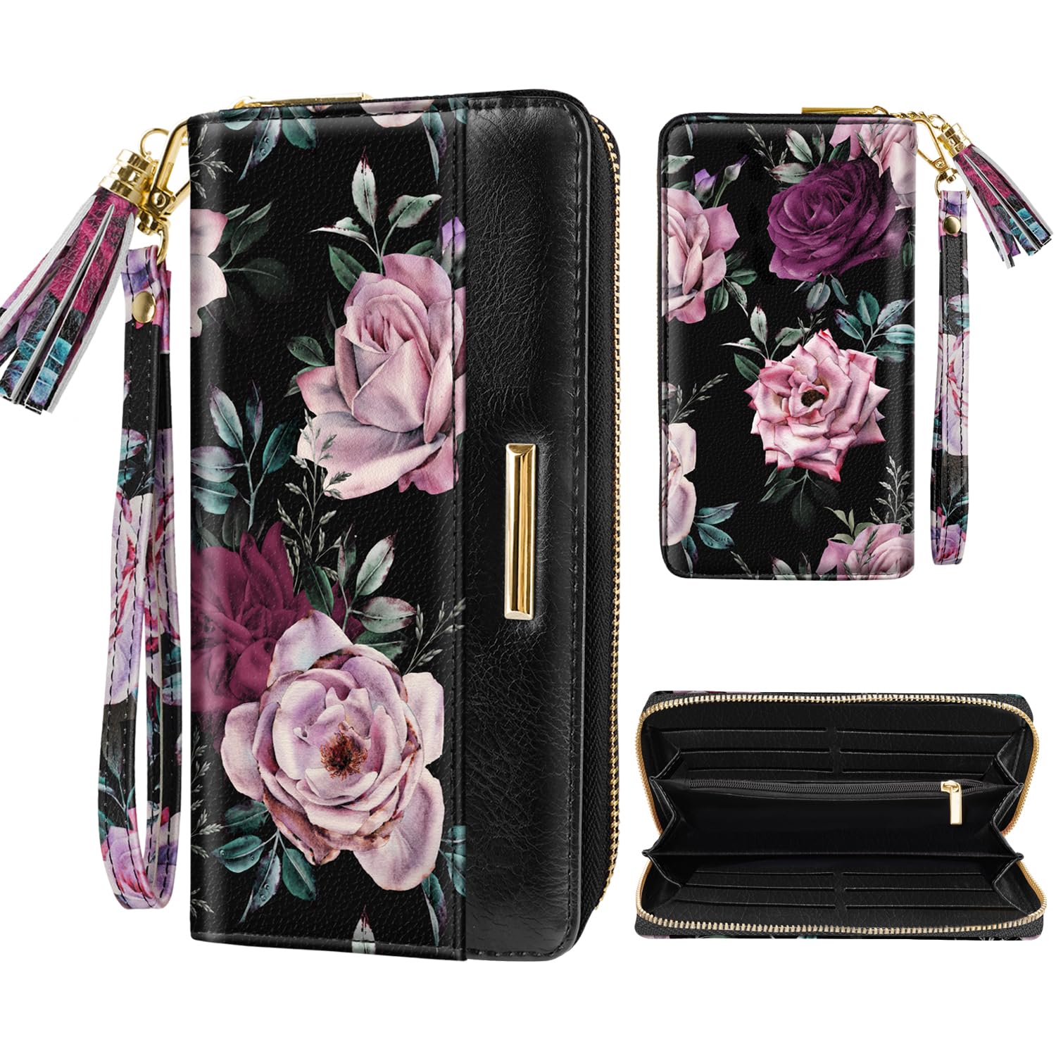 Coco Rossi Wallet for Women RFID Blocking Zipper Around Credit Card Holder