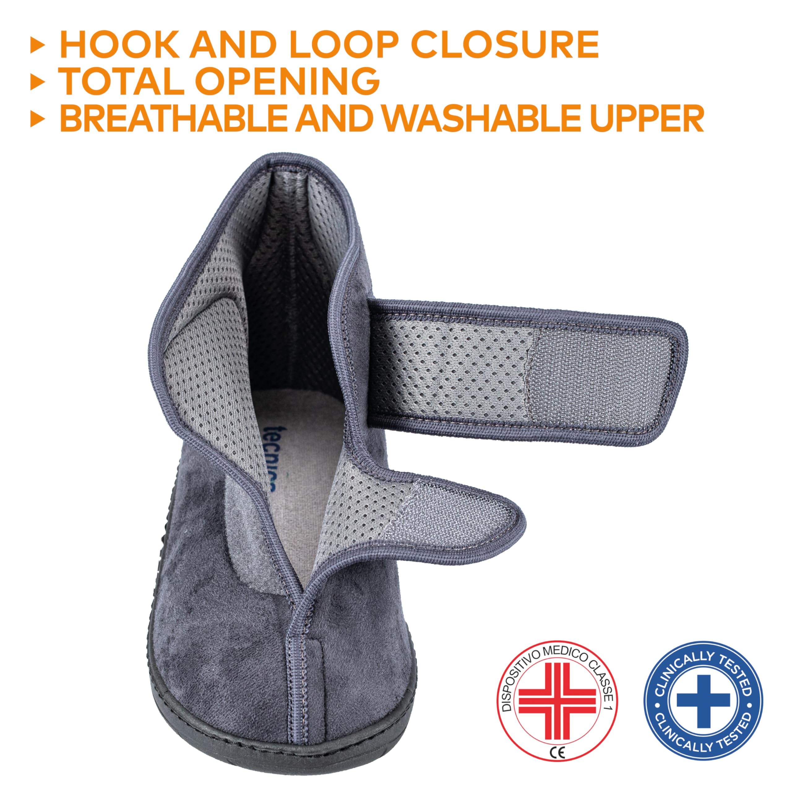 EXTRO STYLE - Scarpe Ortopediche Protettive Tecnica 1, per Riabilitazione e Recupero delle Funzioni del Piede, Tomaia in Microfibra e Suola Antiscivolo, Plantare Estraibile, Grigio