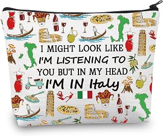 BDPWSS Italy Gift Italy Travel Makeup Bag Italy Vacation Travel Gift Italy Honeymoon Gift Italy Souvenir Gift Italy Trip Gift (I Might Italy)