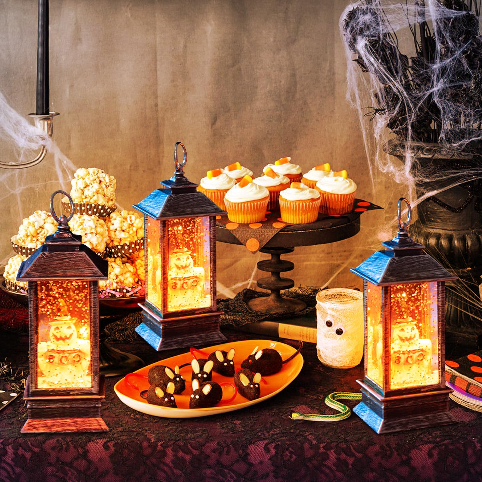 3 Lanterne Di Halloween A Forma Di Zucca - Decorazioni Luminose Con Espressioni, Per Interni Ed Esterni
