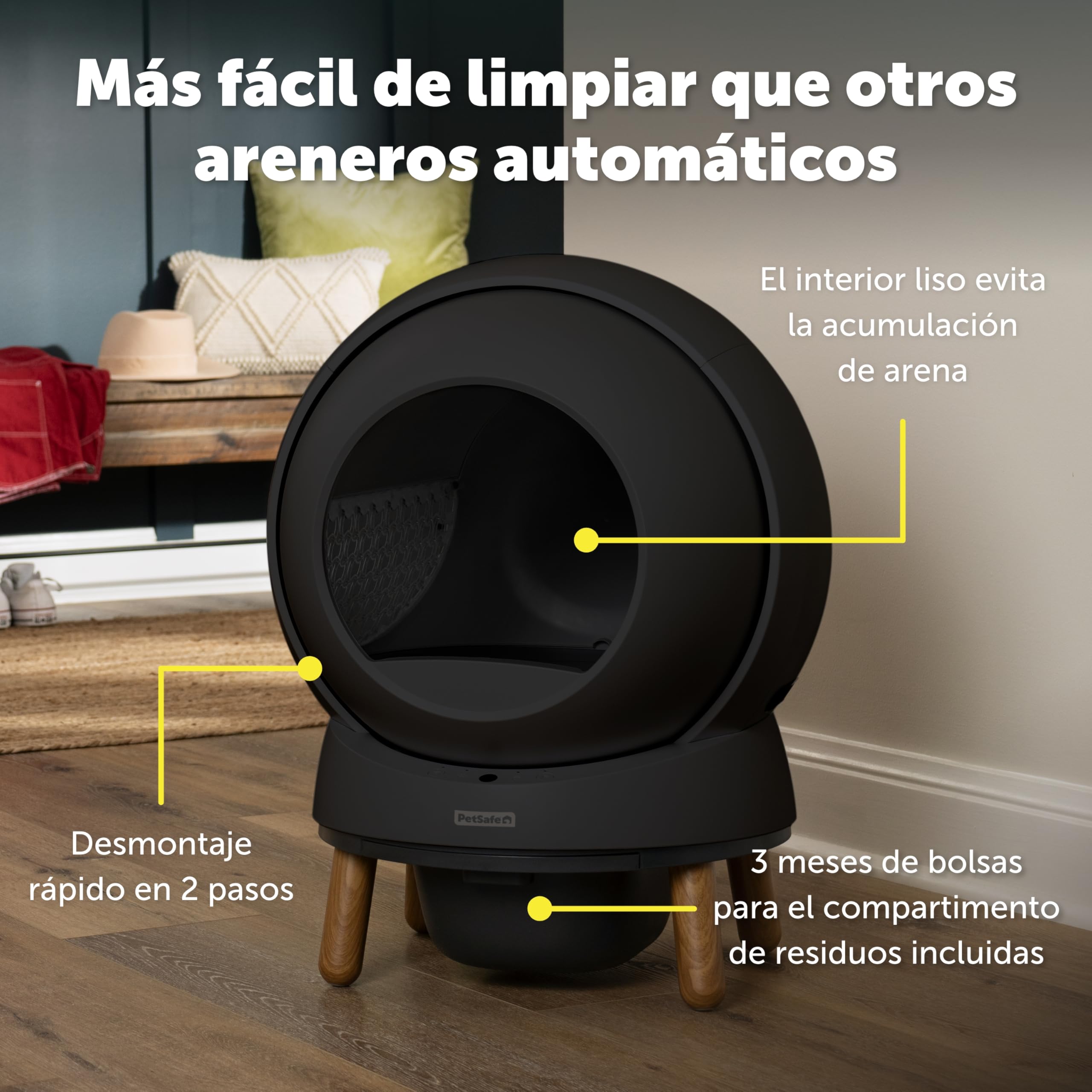 Arenero con autolimpieza ScoopFree SmartSpin de PetSafe – Control de olores avanzado – Aplicación de monitoreo de Salud – Compatible con Cualquier Arena – hasta Dos semanas de Limpieza Manos Libres