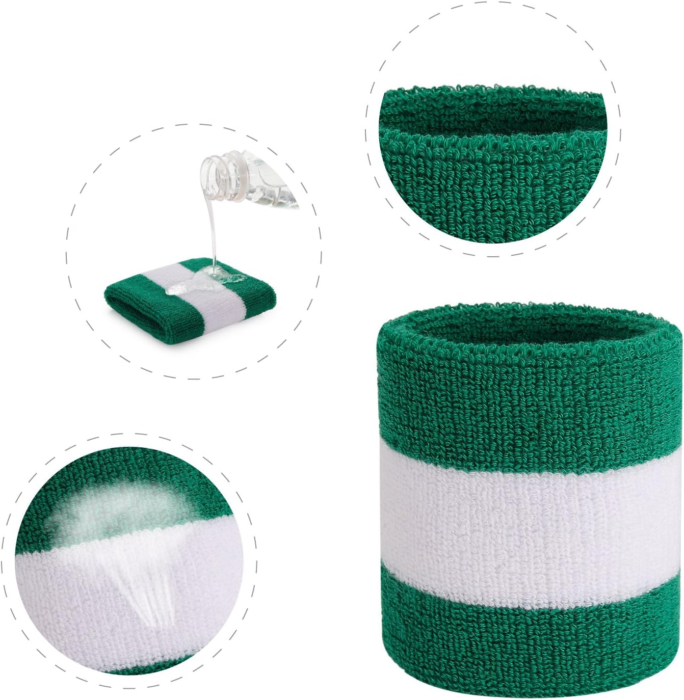 ONUPGO Wristband Sweatbands for Men and Women - Athletic Cotton Terry Cloth Wrist Bands Sport Sweat Band for Basketball, Tennis, Football, Baseball, Running, Gym (1 Pair) - Image 4