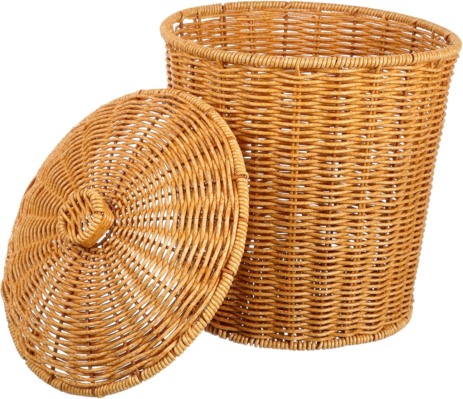 Woven Laundry Hamper with Lid Bedroom Storage Basket Capacity Clothes Organizer for Dirty Clothing PP Weaving for Home Use