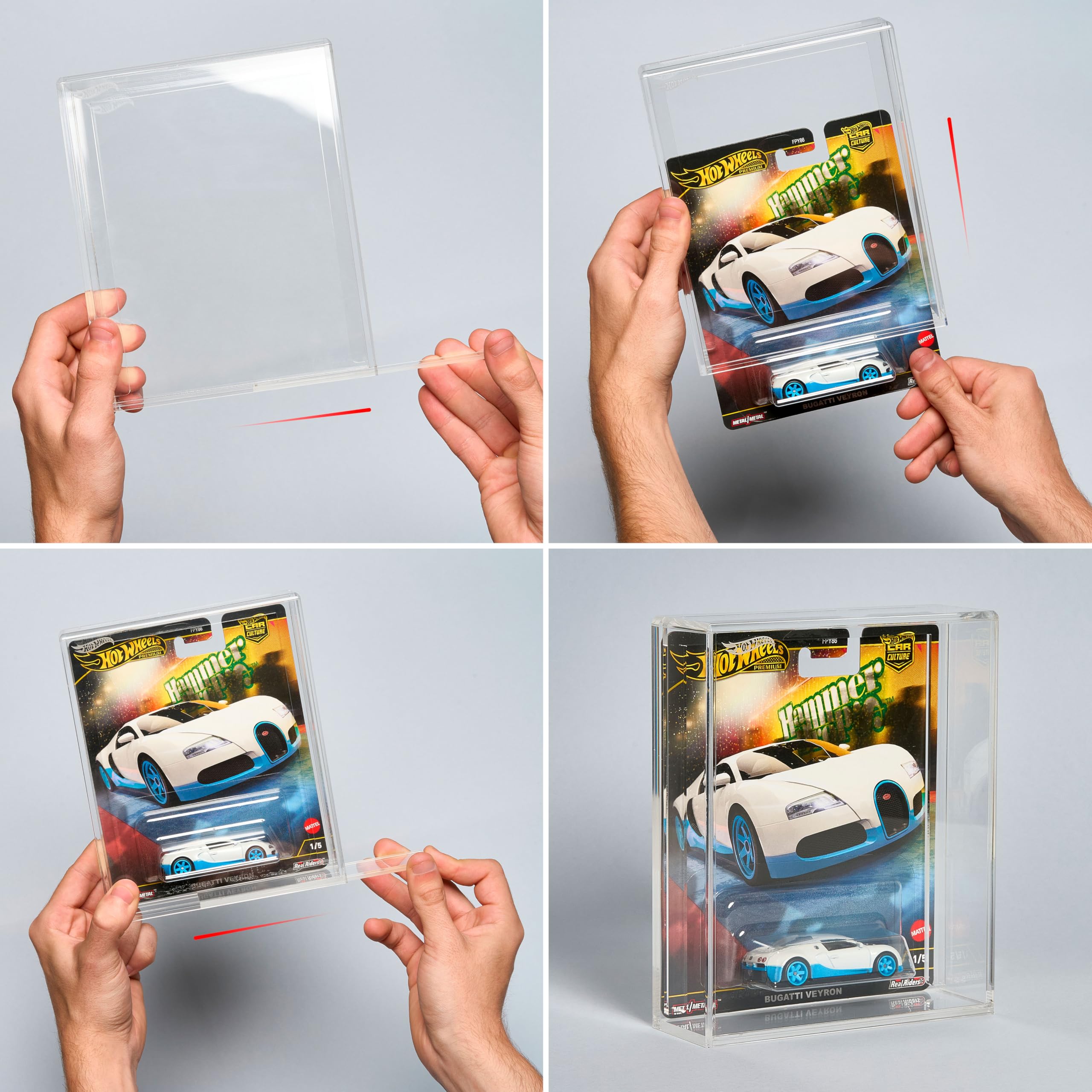 Hot Wheels Prezentacja z metakrylanu dla modeli Hot Wheels Premium, skala 1:64, chroń swoich prawdziwych jeźdźców za pomocą naszej prezentacyjnej gabloty do kolekcji