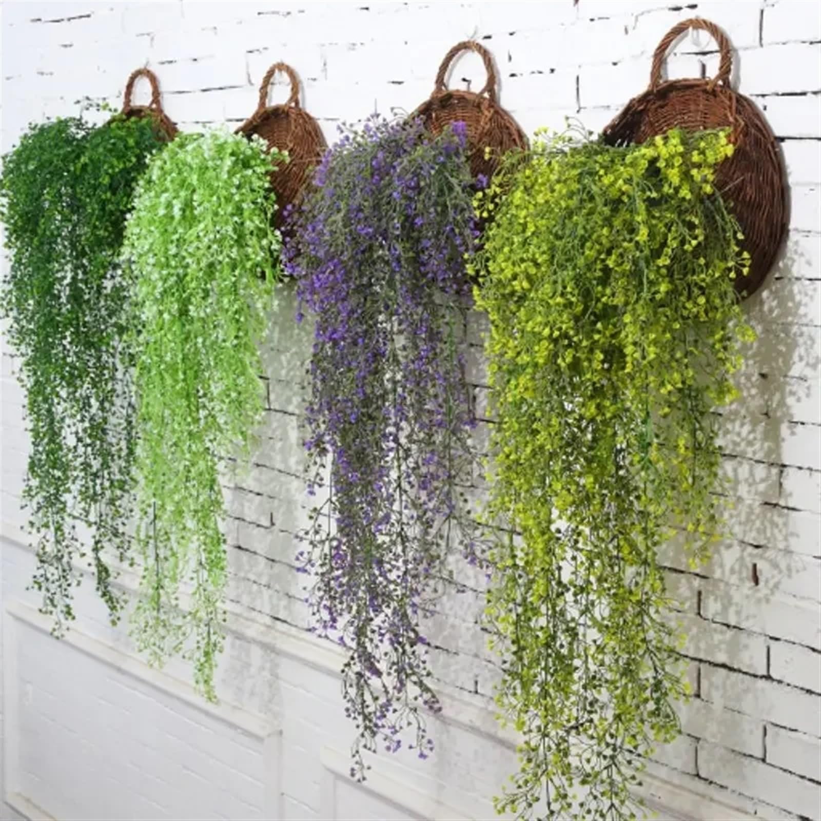 girlanda kwiatowa, Roślina ścienna Admiralty Willow, dekoracja na balkon, wesele, zielony liść(Multi colored 4)