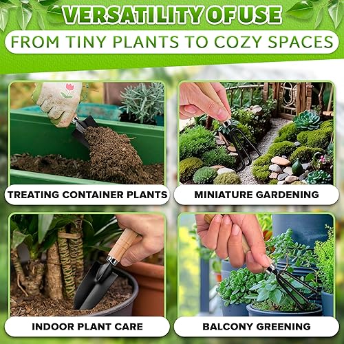 Miniatura 4 de Pequeñas herramientas de jardín  Juego de 3 herramientas de jardín pequeñas con paleta pequeña, mini pala y rastrillo de mano hecho de hierro