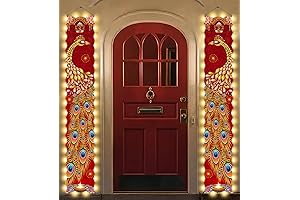Enchanting Rangoli Decorations: Illuminate Your Home with a Mystical Peacock Banner