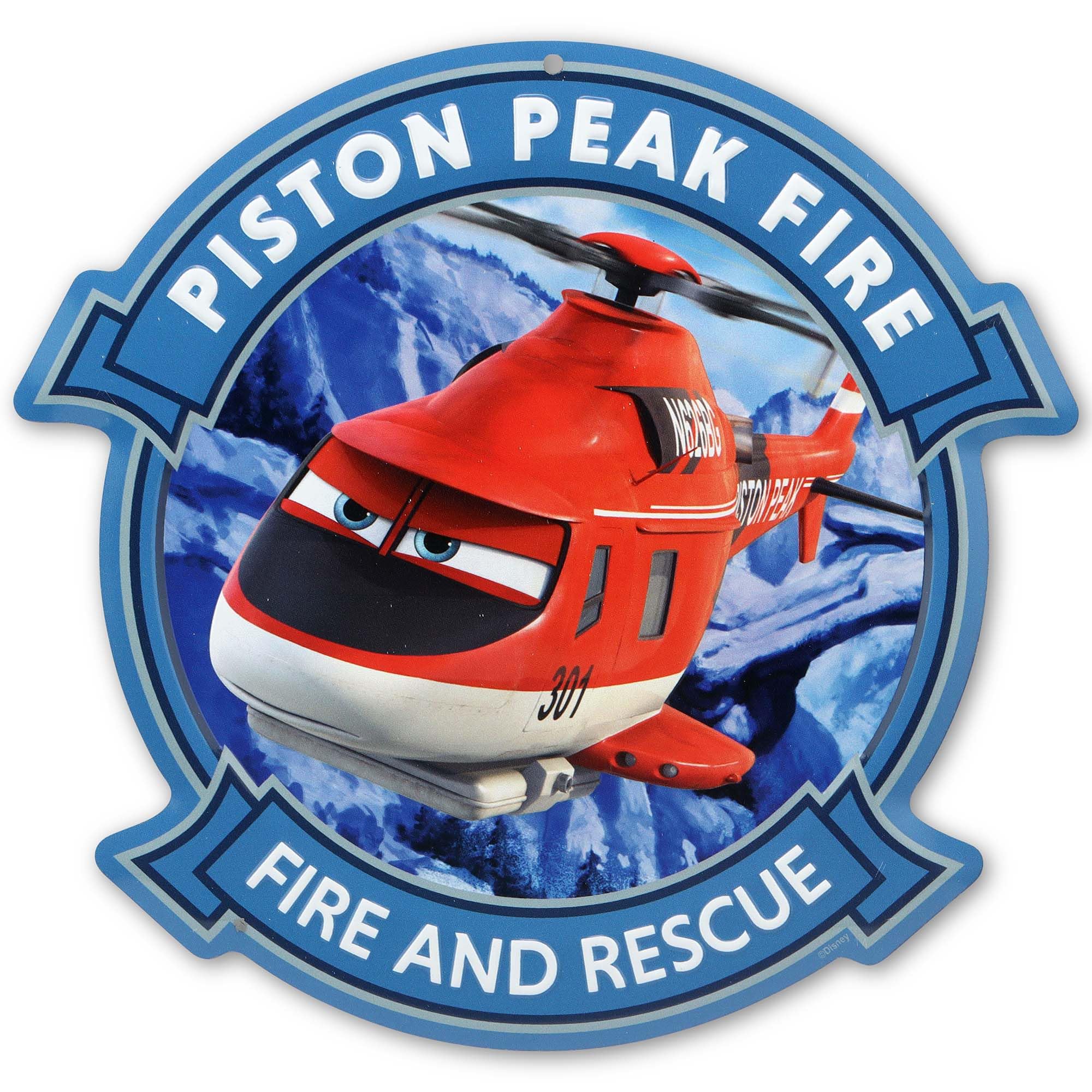 Disney Planes Piston Peak Fire Embossed Metal Sign - Fun Planes Wall Decor for Bedroom or Play Room