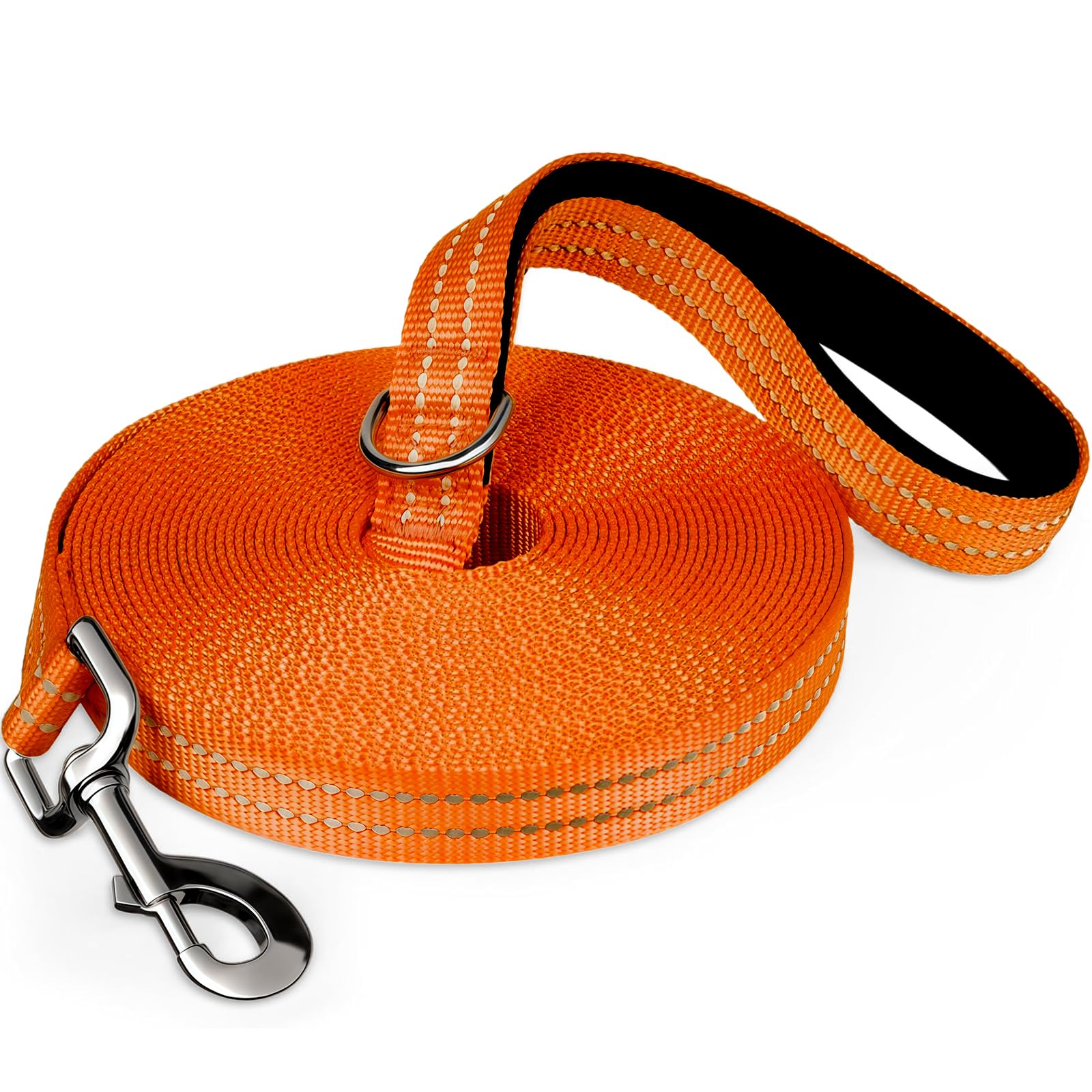 Correa Perro Adiestramiento, 5M/10M/18M Cuerda Larga Grande, Nylon Suave Correas Reflectante con Gomas para Perros Grande y Pequeño, para Entrenar, Acampar, Pasear- Negro — view 9