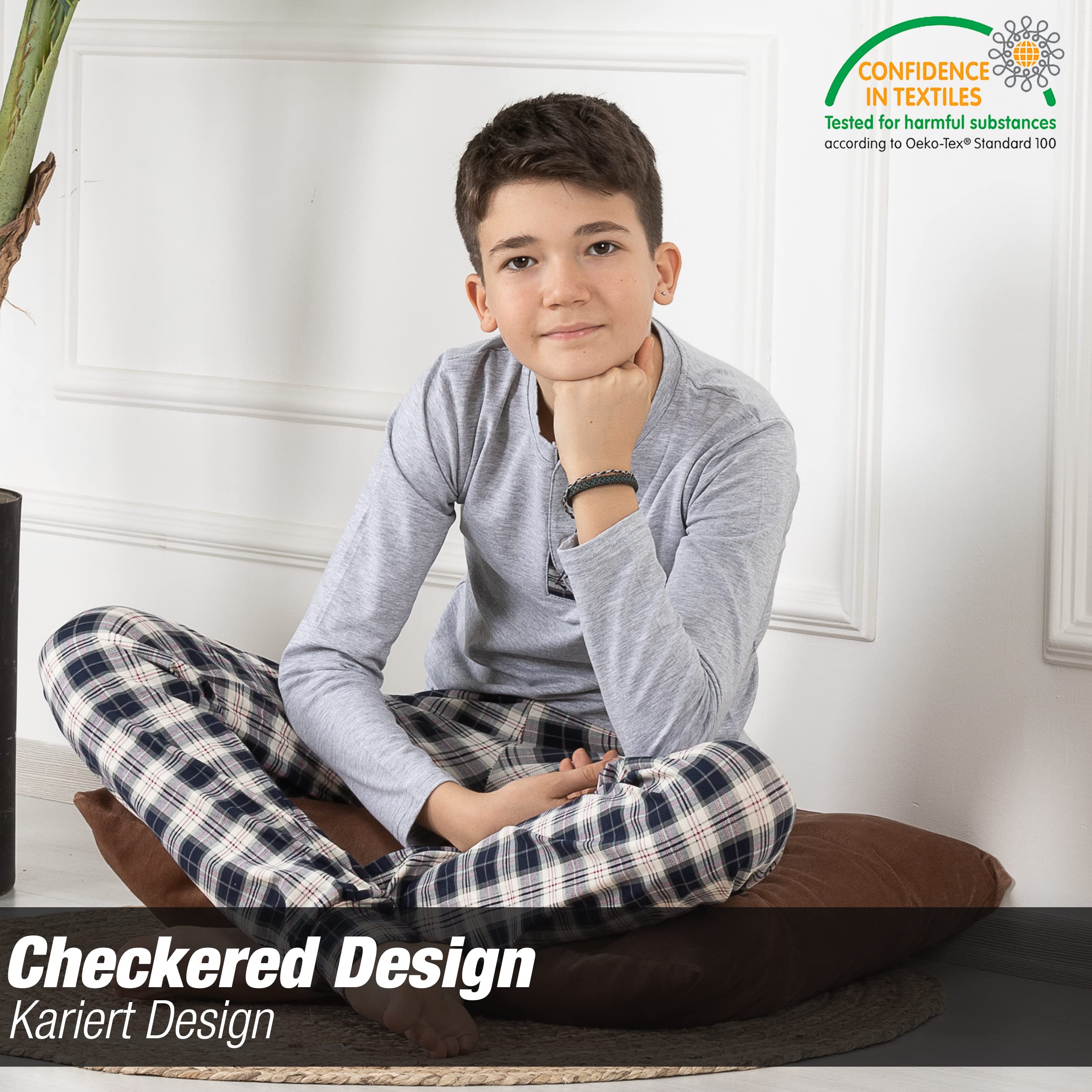 LOREZA ® Pijama para niños Conjunto de algodón de Manga Larga Pijama de Dos Piezas Traje de casa