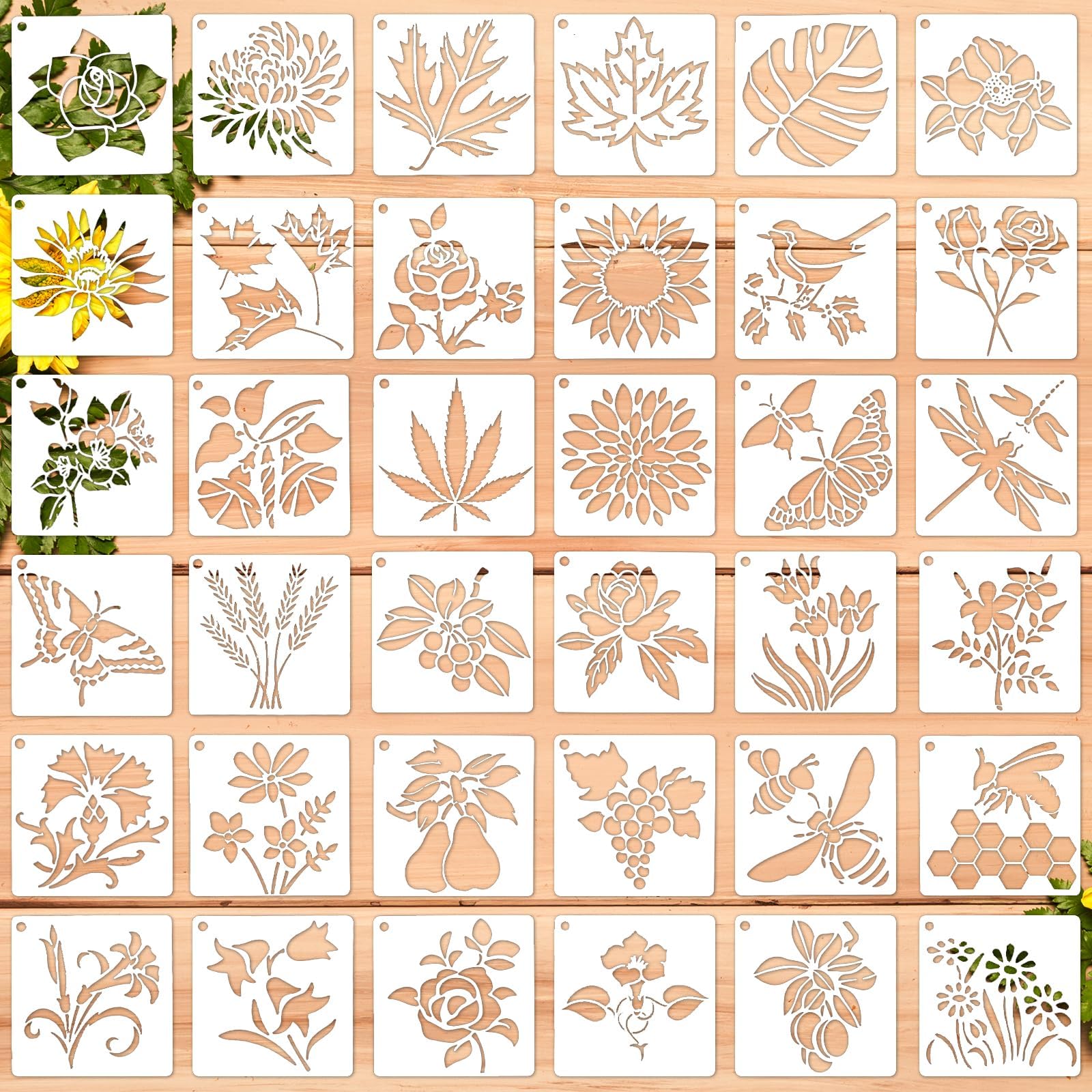 Flower Stencils for Painting 3inch Rose Stencils for