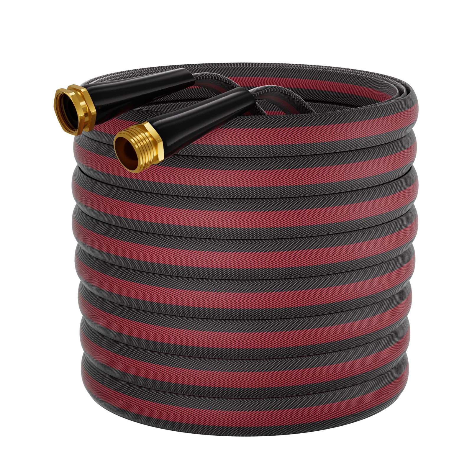 Haeteir 100ft Non-Expanding Garden Hose with 8-Layer Latex Core, Lightweight & Kink-Free, Flexible Heavy Duty Water Hose for Lawn, Yard, Car Washing (3/4" Solid Brass Fittings, Crush-Resistant)