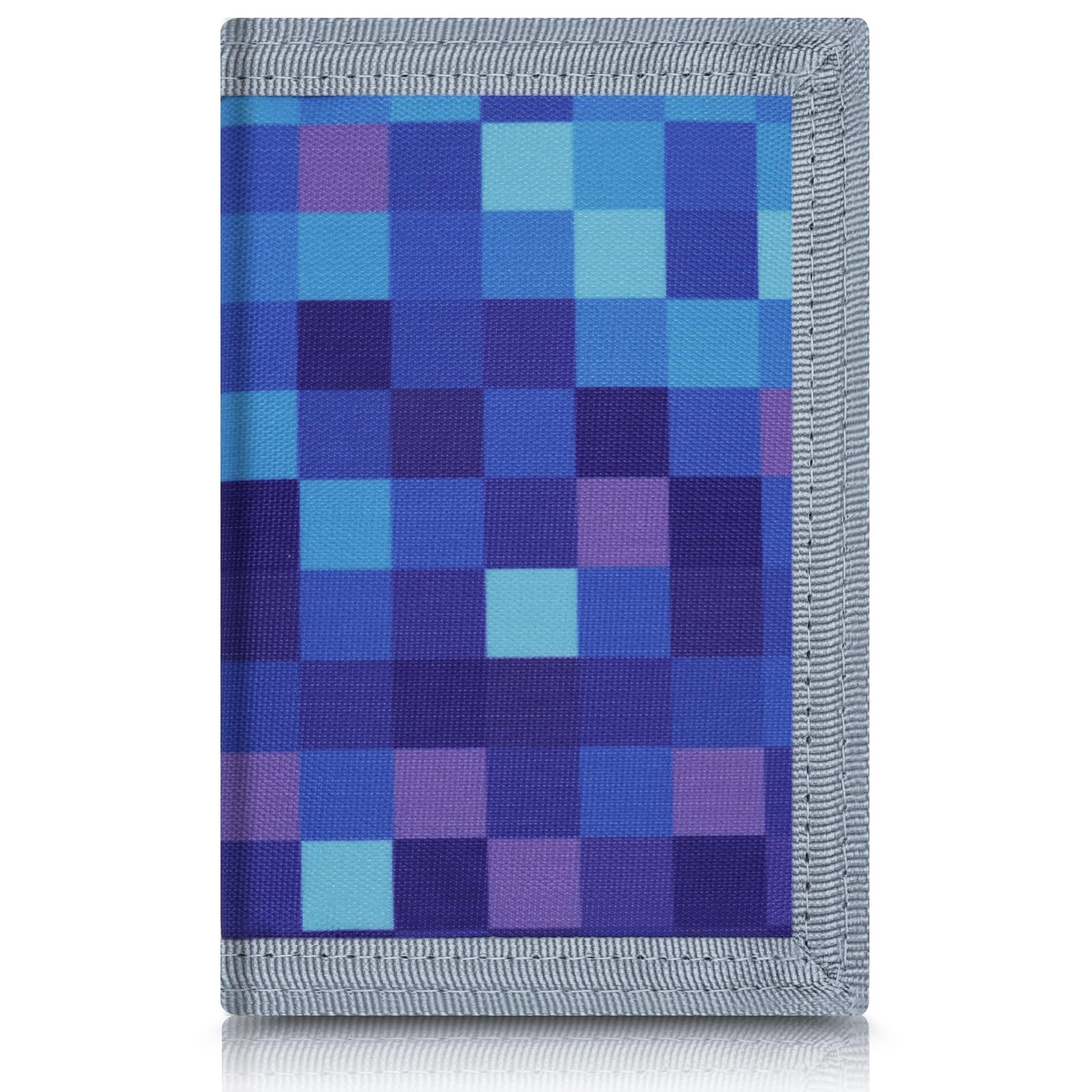 Leehoom Kids Wallet for Girls, RFID Trifold Canvas Sports Wallet - Blue Square