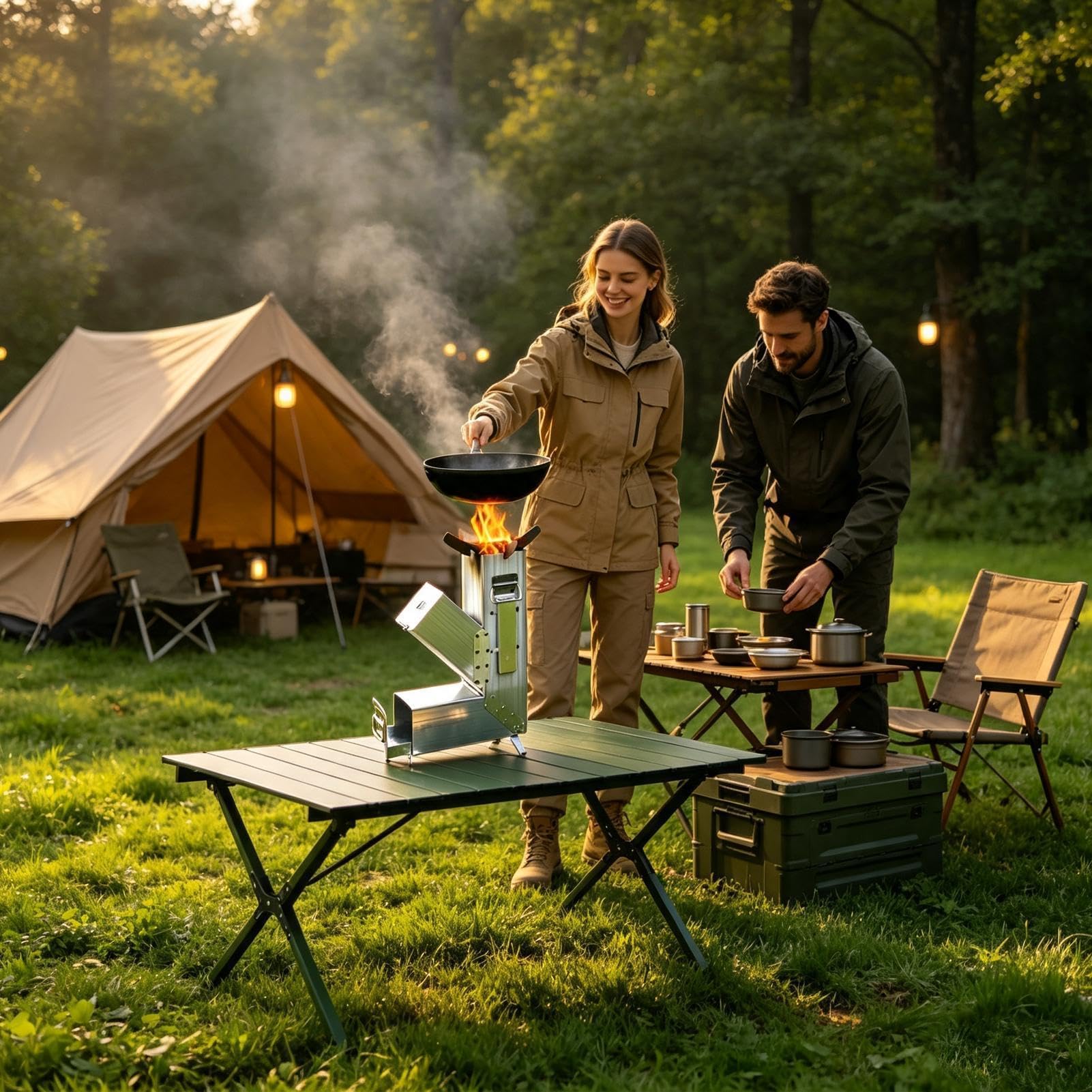 Camping Portátil, De Acero, Con Patas Desmontables Plegables