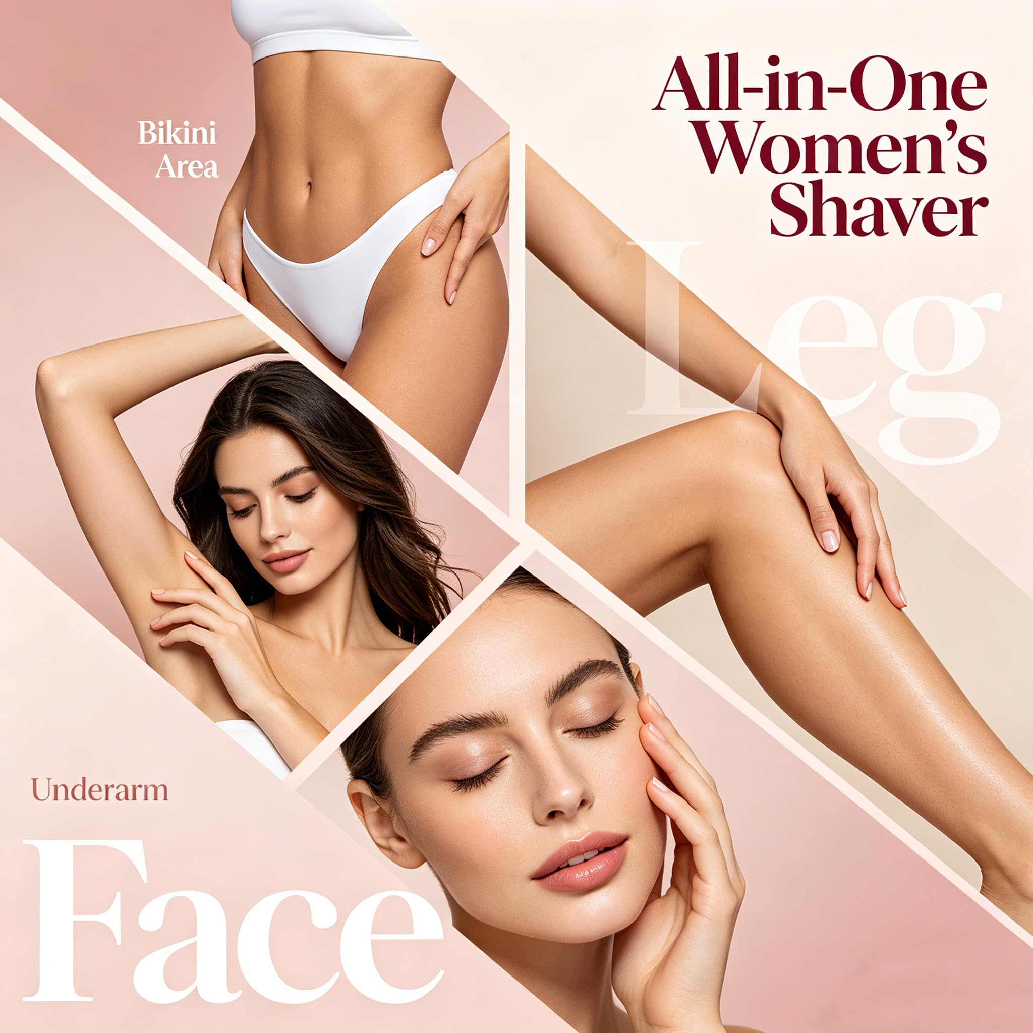 Rasoio per bikini da donna, rasoio elettrico 2 in 1 a doppia testa e rasoio per il corpo, rasoio elettrico senza fili e impermeabile, per donne, depilazione indolore con finitura setosa, rosa 12