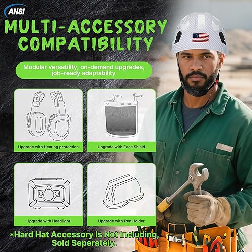 Miniatura 7 de Cascos cascos con patrón de fibra de carbono  Construcción aprobado por la OSHA, ANSI Z89.1 Tipo 1 Clase C Casco de seguridad ajustable ventilado