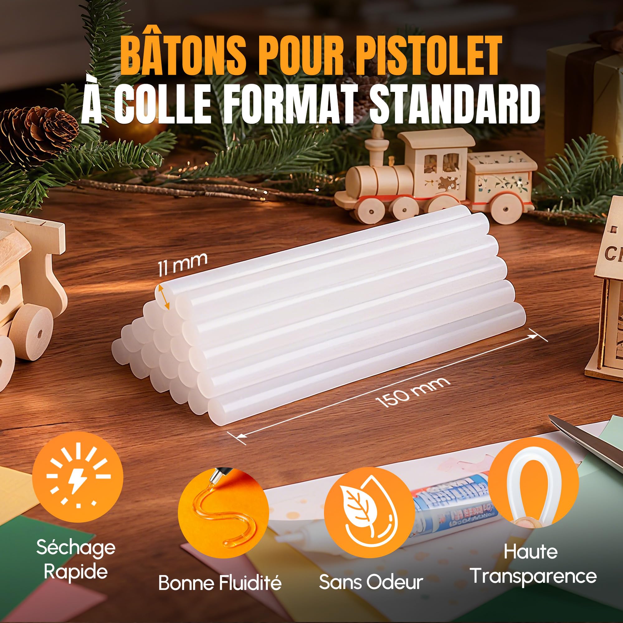 WORKPROX Pistolet à Colle Chaude Sans Fil 20V avec Batterie & Chargeur | Chauffage Rapide, Arrêt Automatique, 20 Bâtons de Colle 11×150 mm pour Bricolage, Artisanat et Réparations Rapides