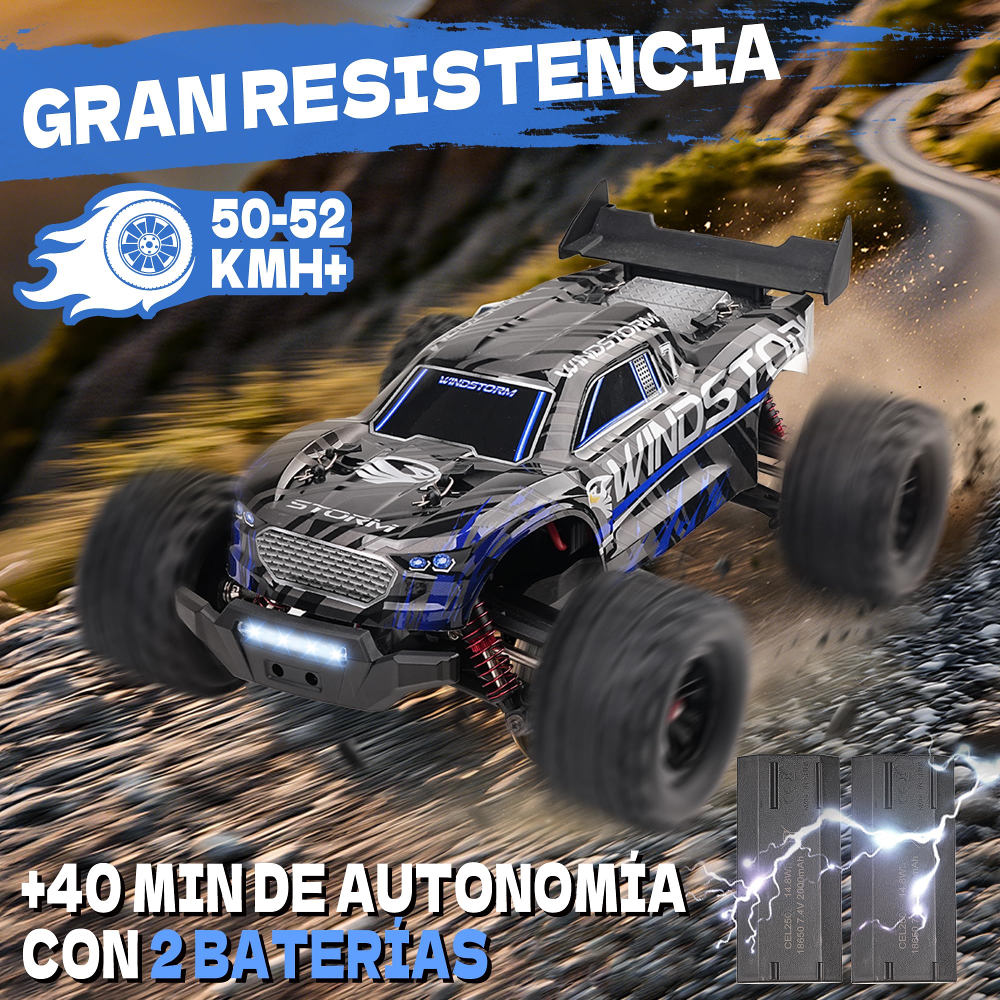 Macchina Telecomandata Brushless - 1:14 Max 50+ Km/H Auto Telecomandata 4x4 Alta Velocità 2.4 Ghz Camion Telecomandato Impermeabile 16 Modalità Di Illuminazione Veicolo Con 2 Batterie - Viola