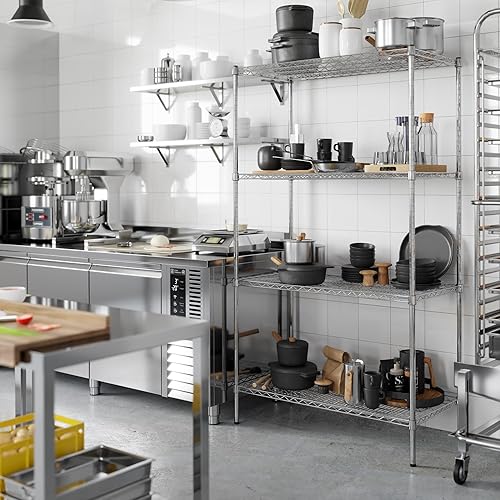 Miniatura 126 de Kit de estantería de alambre cromado de 4 niveles de 24 pulgadas de profundidad x 24 pulgadas de ancho x 64 pulgadas de alto Unidad de estante