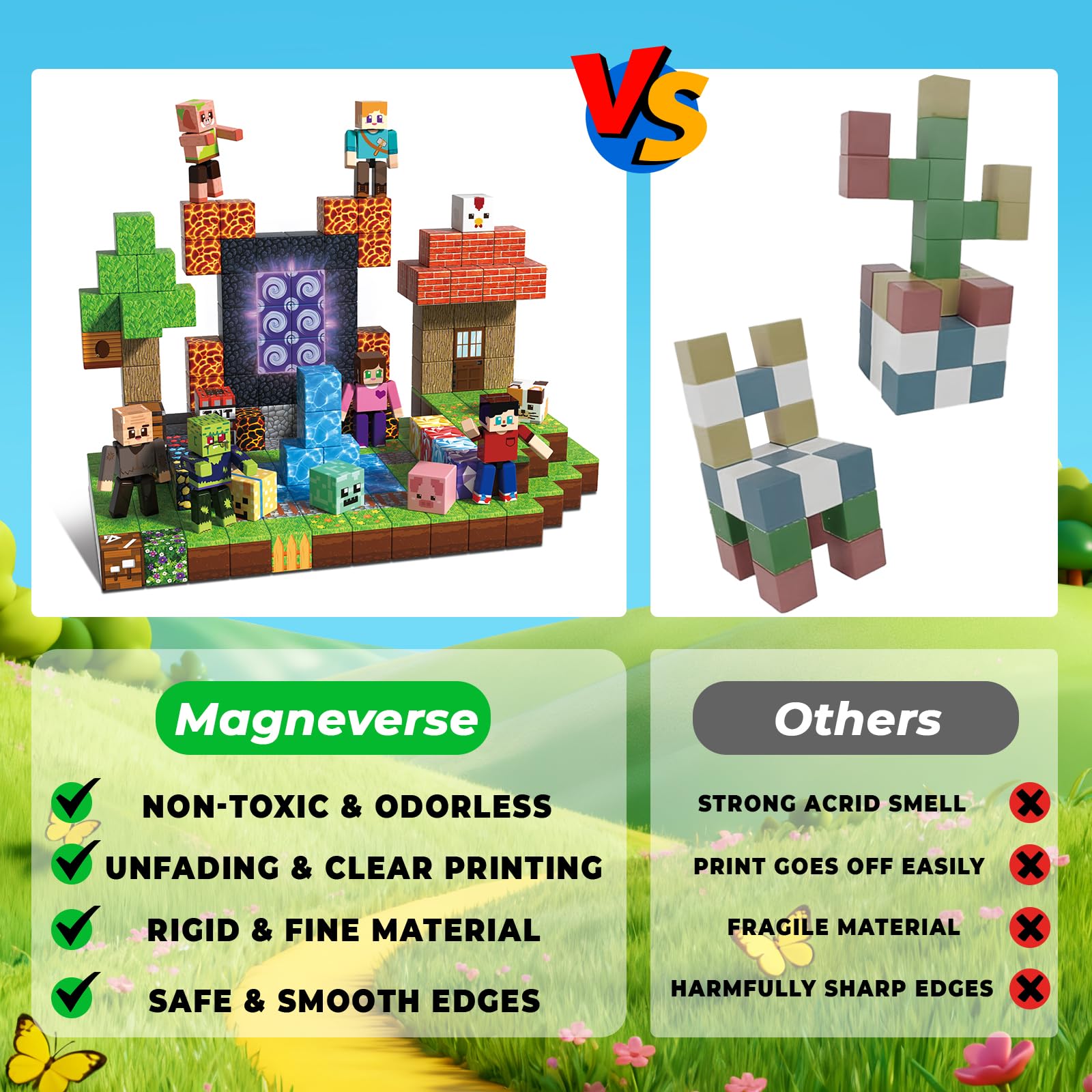 Magneverse Bloques Magneticos Construccion Niños 210 Piezas + 6 Figuras - Aventura en el Bosque Misterioso, Regalos de Juguetes de Construcción Educativos Adecuados para Niños de 6 a 12 años
