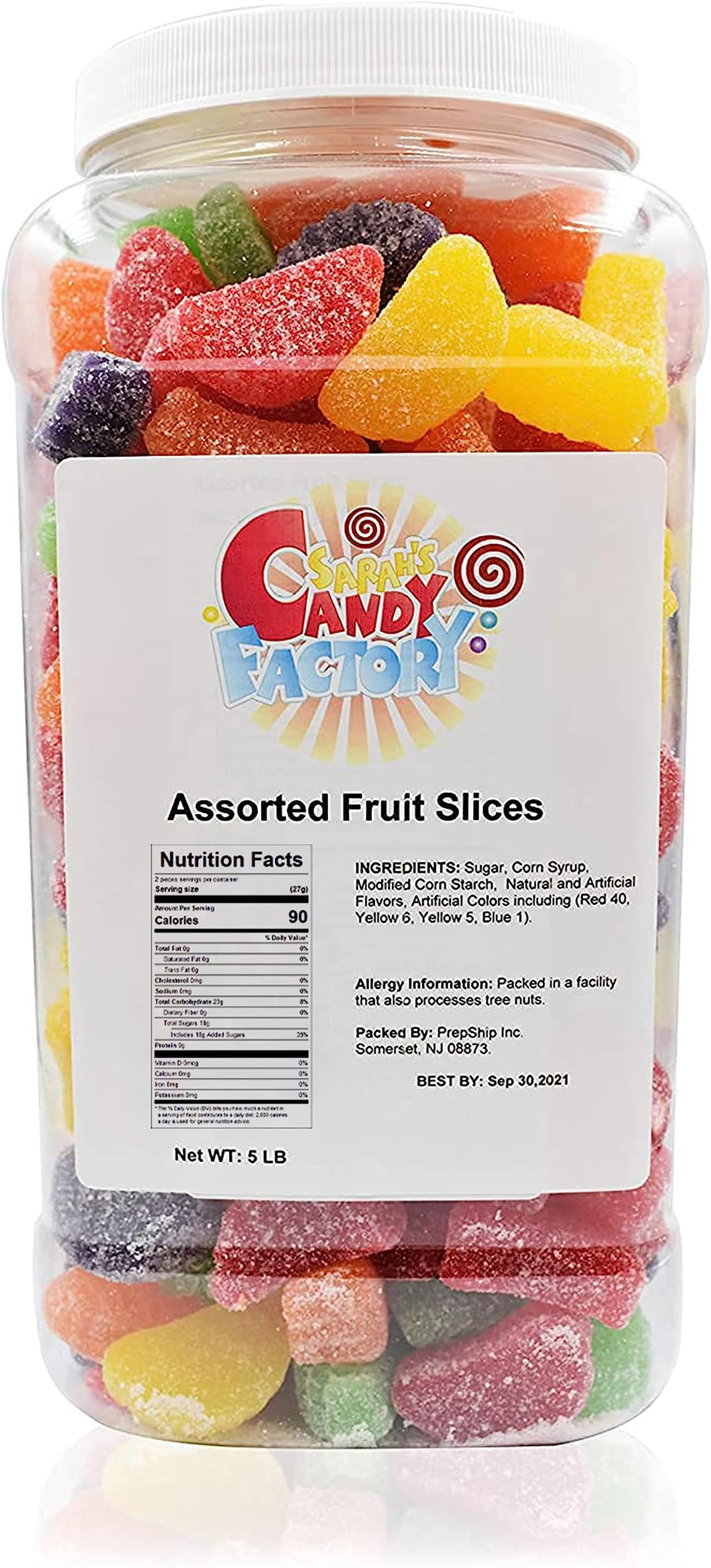 Sarah's Candy Factory Assorted Fruit Slice (5 Lbs in Jar)