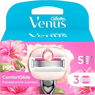 Gillette Venus Pro ComfortGlide Tropical - Cuchillas de afeitar para mujer (aroma a granada, 3 unidades)