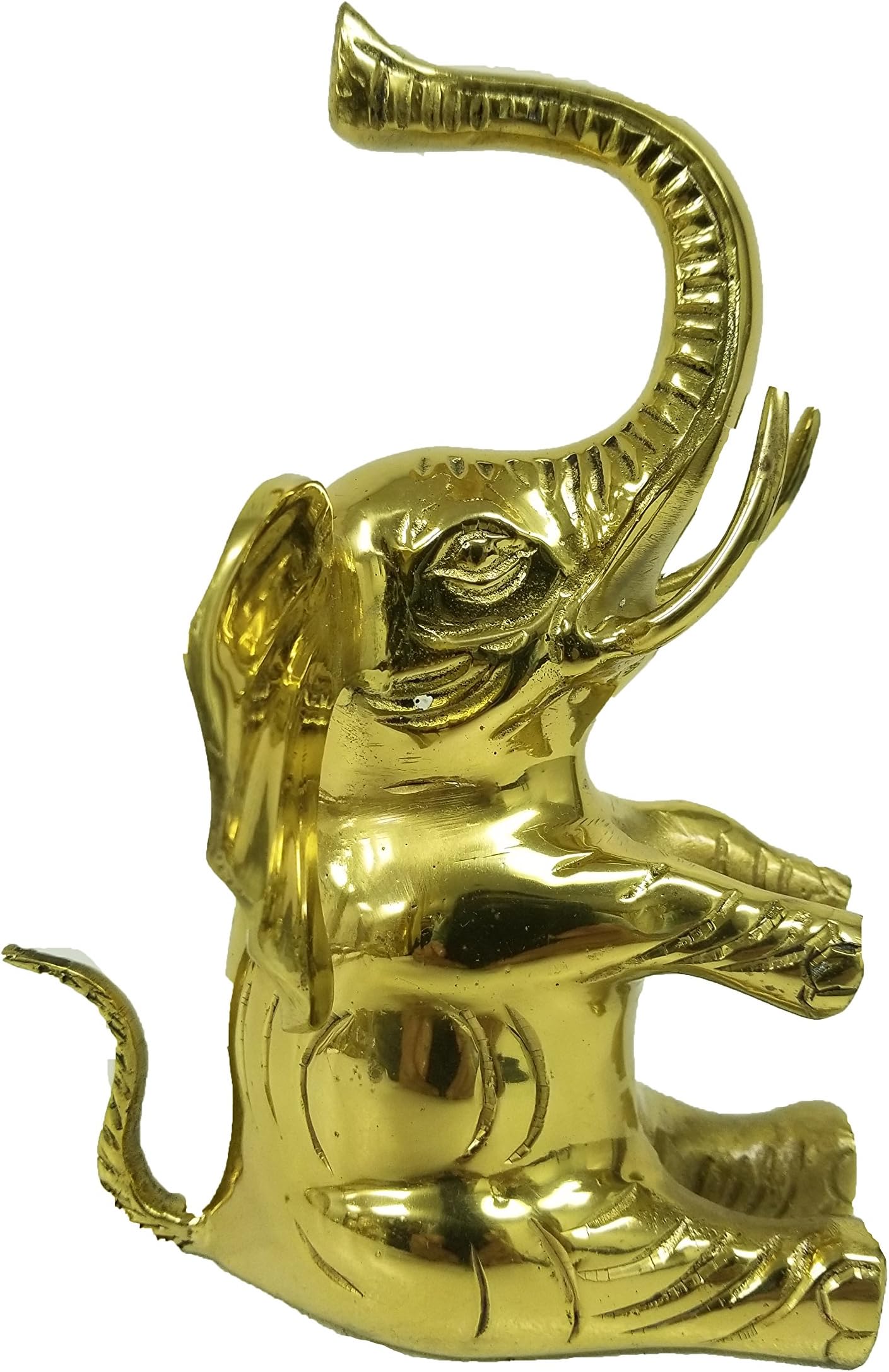 Solid Brass Gold Elephant -7" - Great for a Book-End