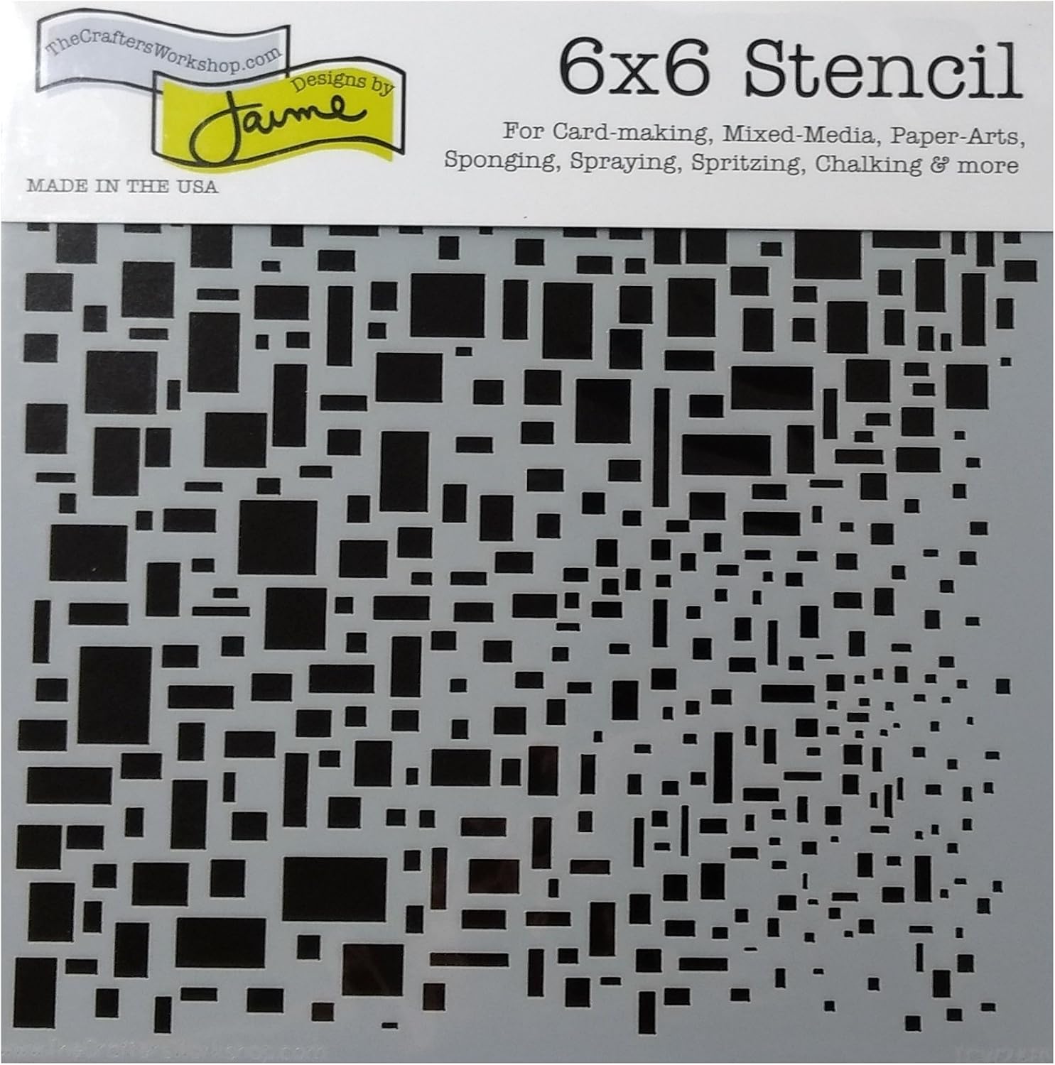 CRAFTERS WORKSHOP 4 Mixed Media Stencils Set | for Arts, Card Making, Journaling, Scrapbooking | 6 inch x 6 inch Templates | Cell Theory, Mod Spirals, Cubist, Sea Bubbles (Оne Расk)