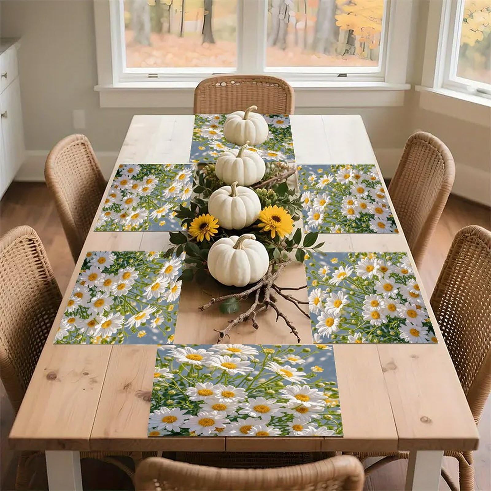 Lots of Flowers-png Placemats Wipeable Heat Resistant Table Mats Washable Flax Place Mats Elegant Cloth Non-Slip Placemat for Kitchen Dinning Party Table Decor 12 * 18 in