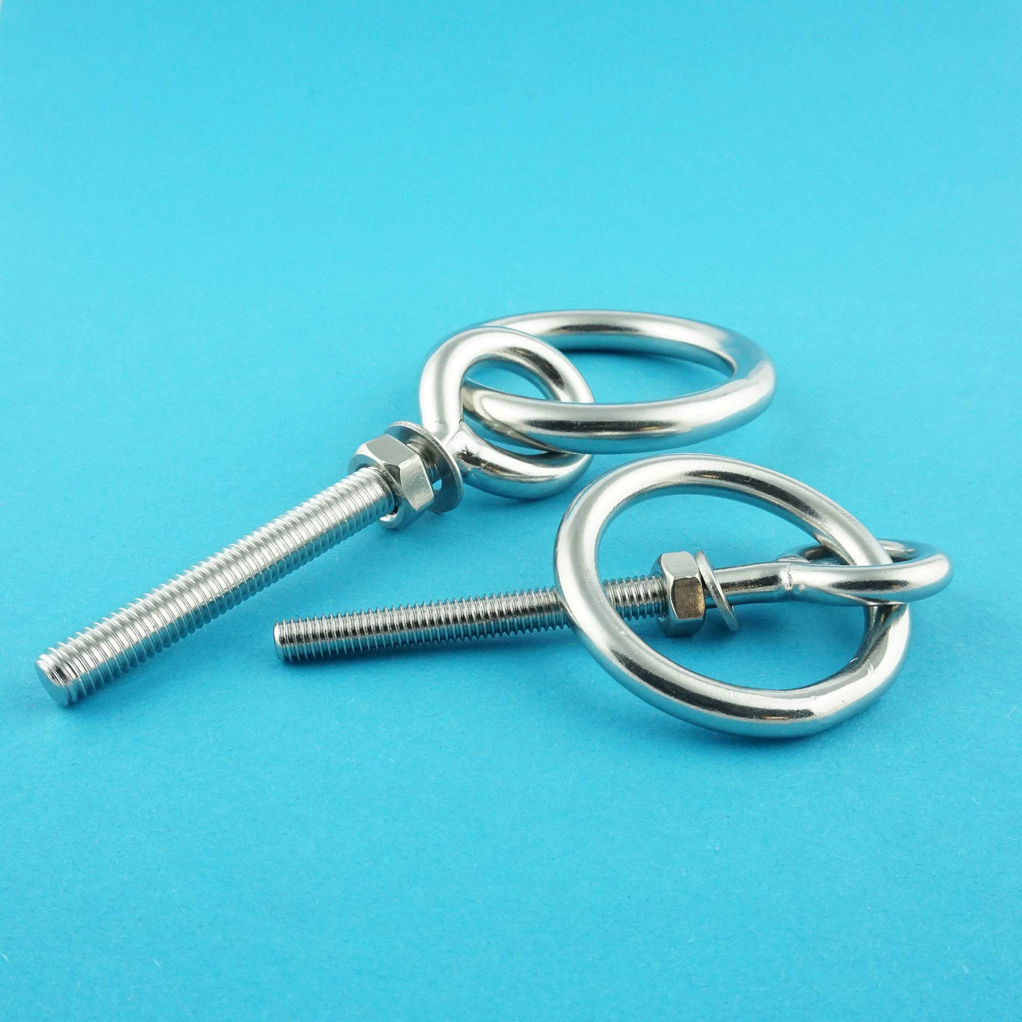 M12 x 150 mm Perno de ojo con anillo (2 unidades) - Tornillos de ojal - Rosca métrica - Tornillo de anillo - Acero inoxidable A4 V4A - inoxidable