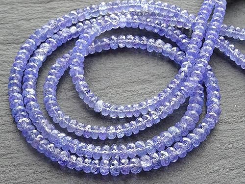 Miniatura 2 de Brightjewels Cuentas de piedras preciosas semipreciosas naturales de tanzanita Rondelle con corte Israel, 1 línea de 13 pulgadas, 0.118-0.157 in,