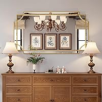 Vista 31 de Kelly Miller Espejo decorativo dorado grande para pared, espejo dorado de 30 x 40 pulgadas, espejo de pared de tocador, espejo rectangular biselado