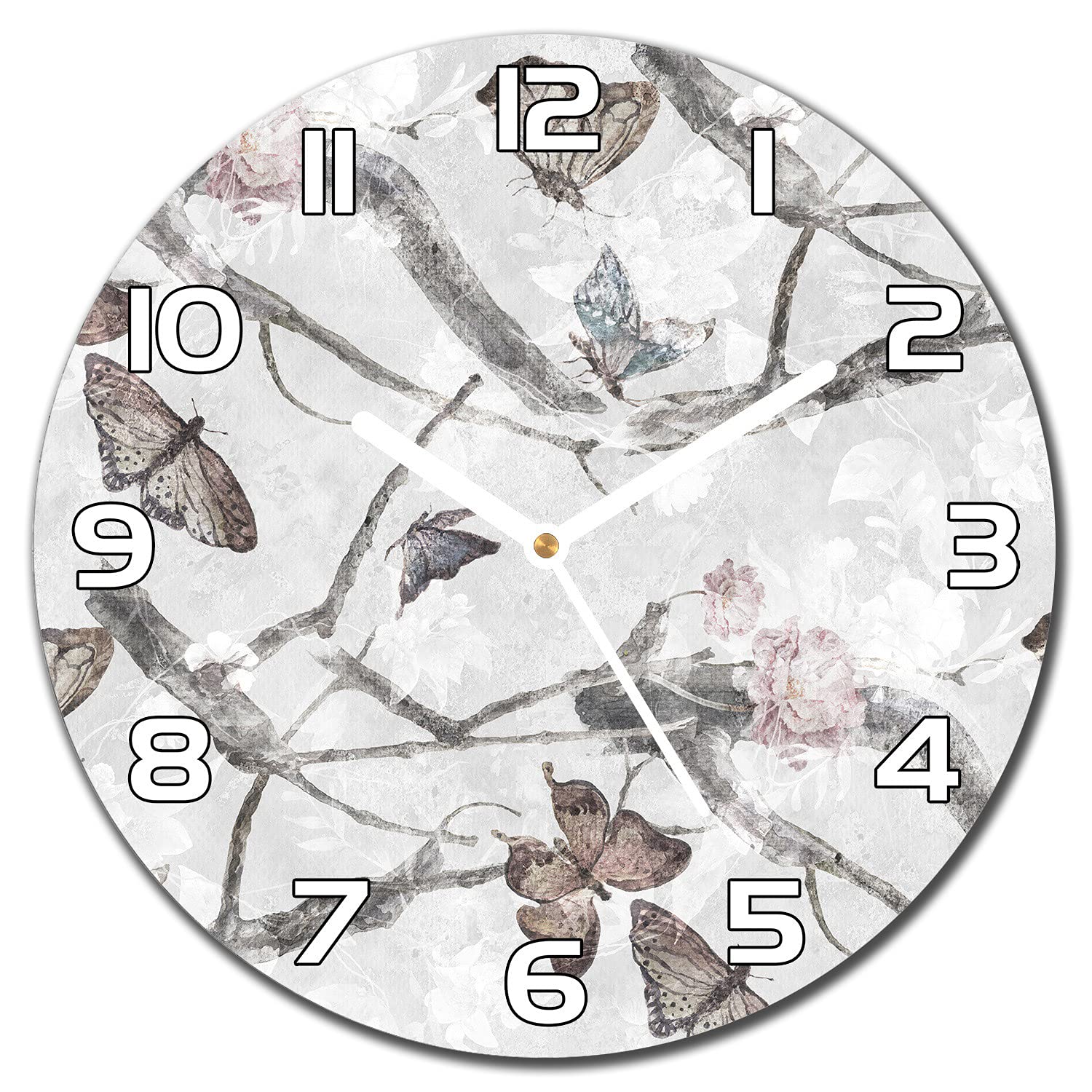 Horloge en verre 30 cm de salon pour une ambiance florale et lumineuse