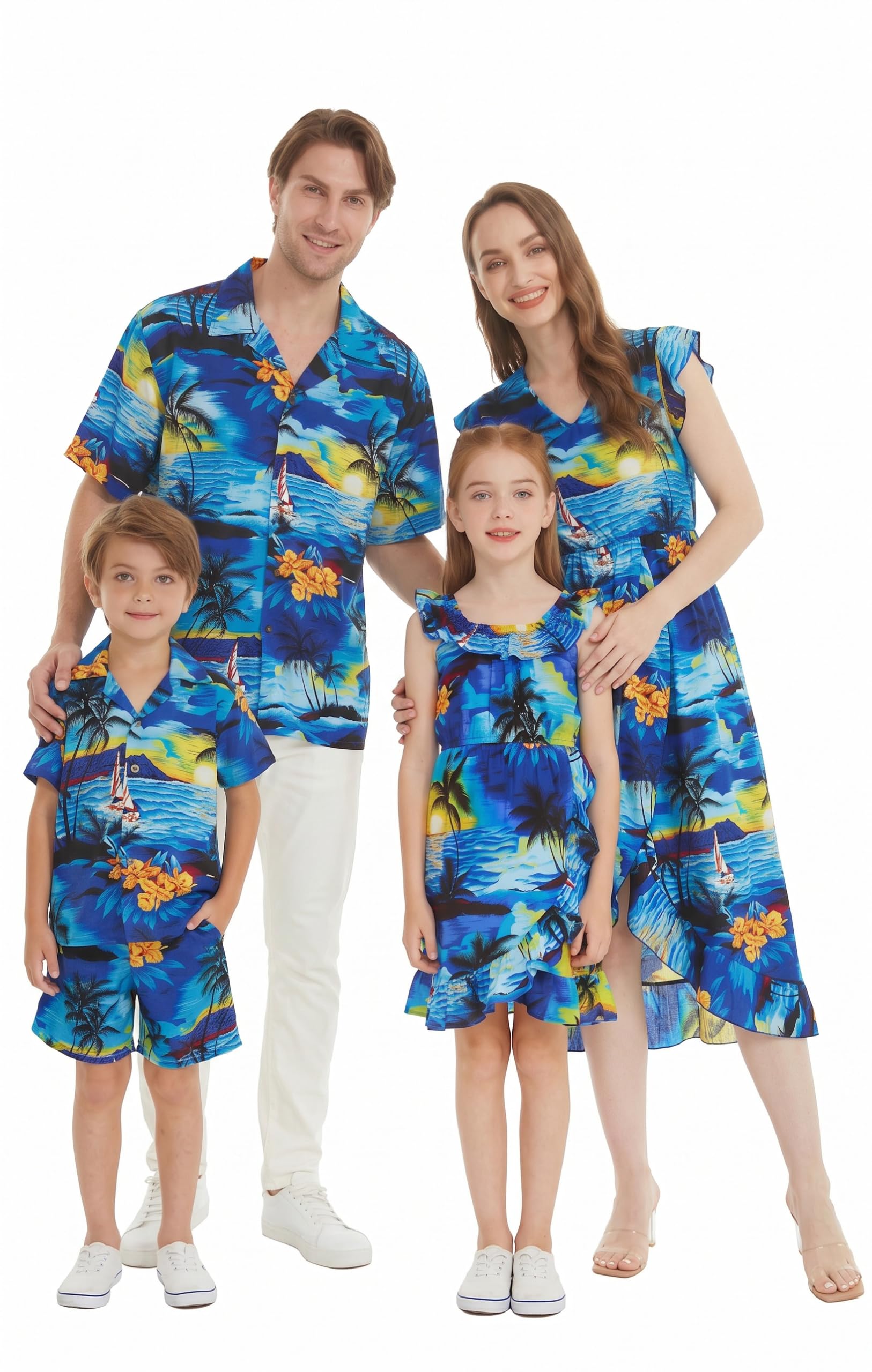 Hawaii Hangover Family Matching Hawaiian Clothes, Sunset Blue