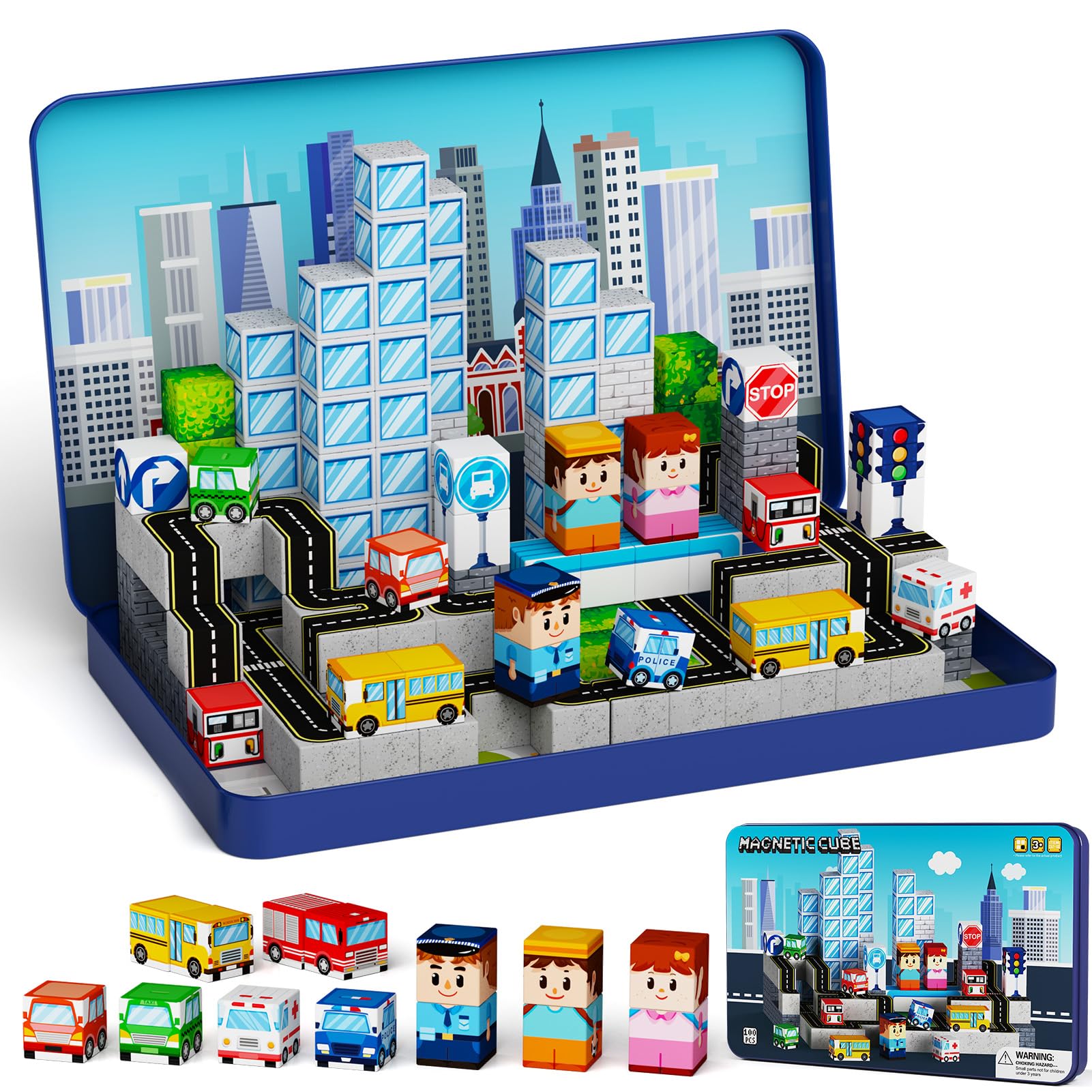 Strong Magnetic Travel Blocks：Great for on-the-go Play Ages 3-8