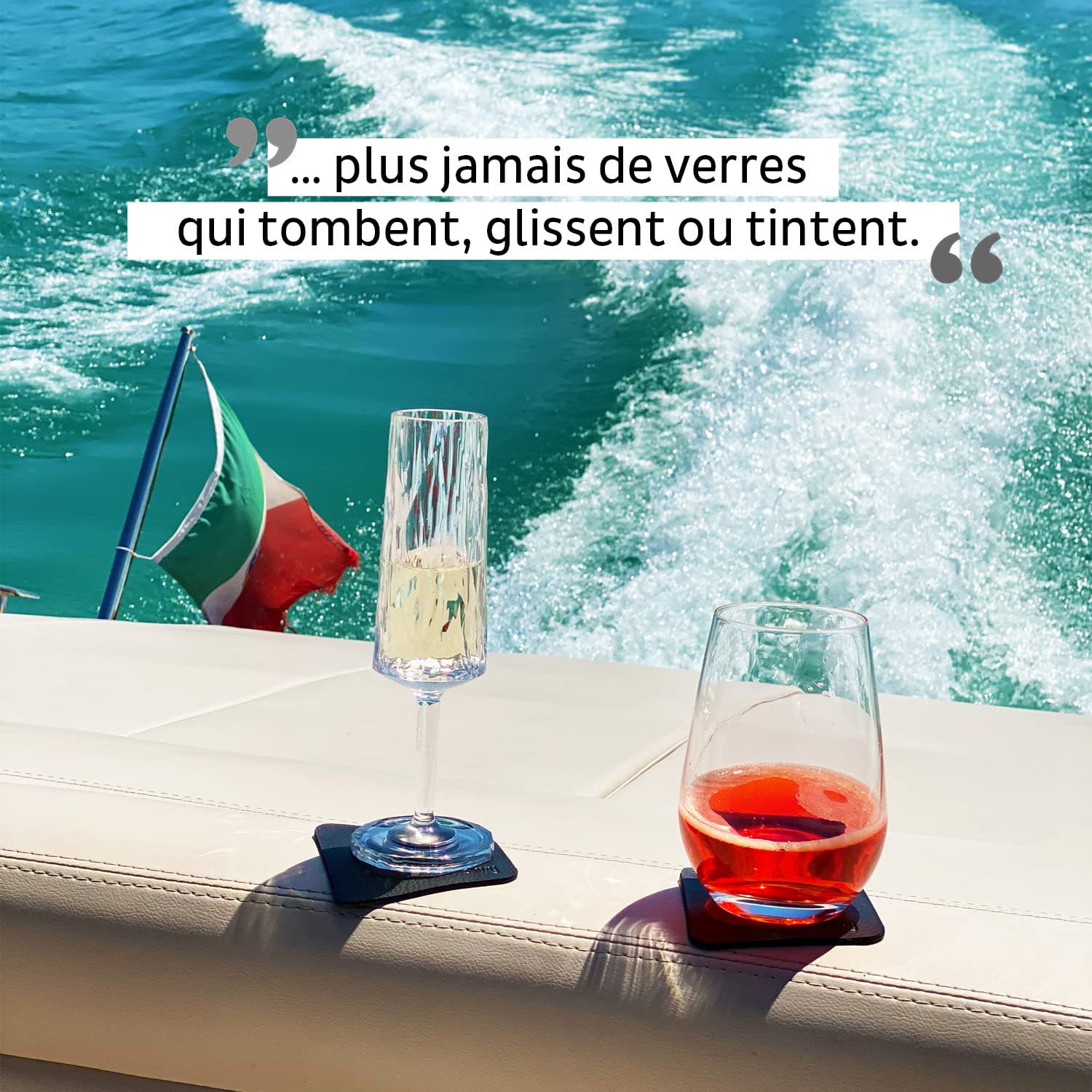 silwy® Verres magnétiques, verres en cristal de haute qualité avec aimant parfaitement intégré et nano gel pads métalliques (longdrink // 0,4 l)