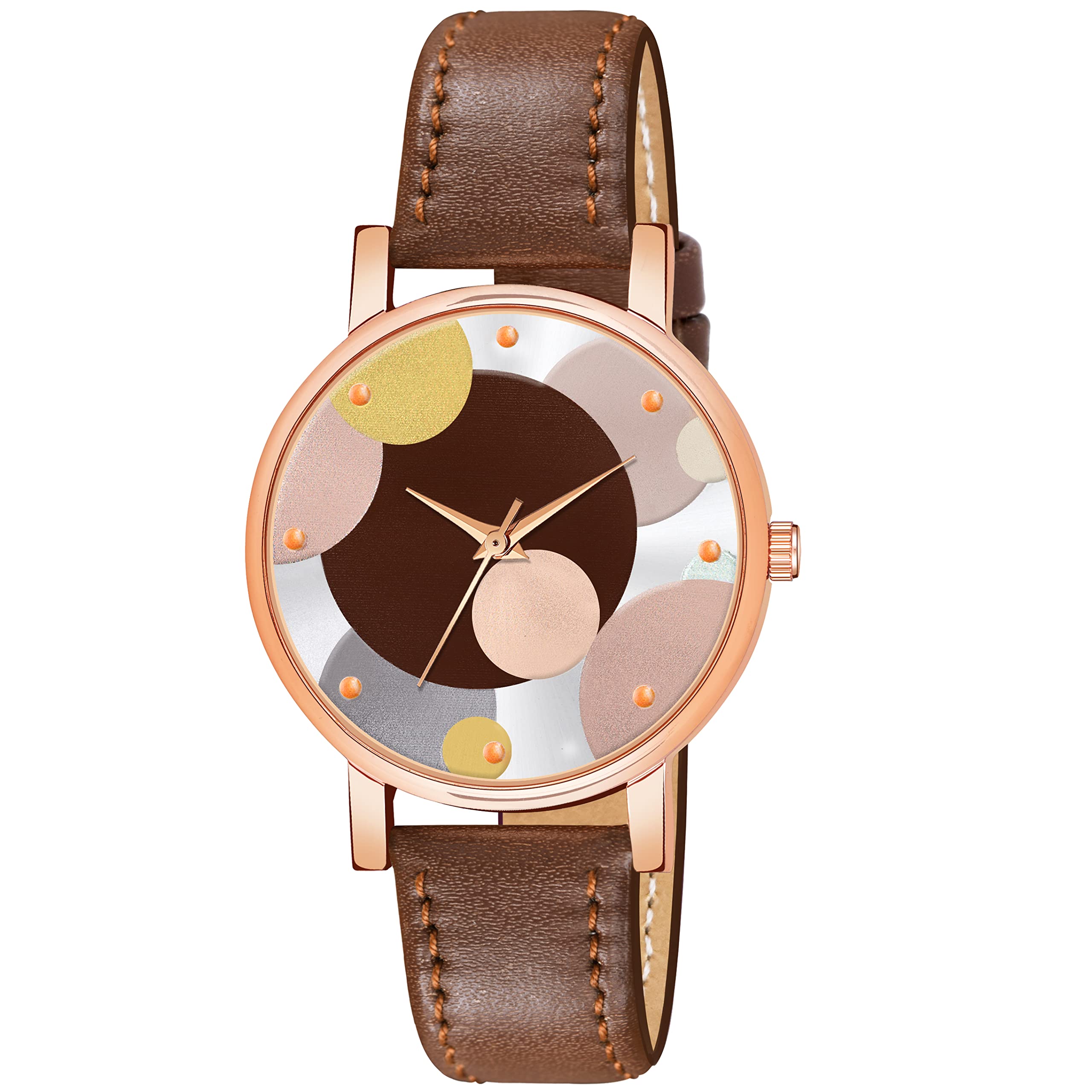 CERO Analogue Girls and Womans Wrist Watch (Multi Color Dial and Multicolored Lather Strap) (Brown) (B0BQDRRW2T) Amazon Price History, Amazon Price Tracker