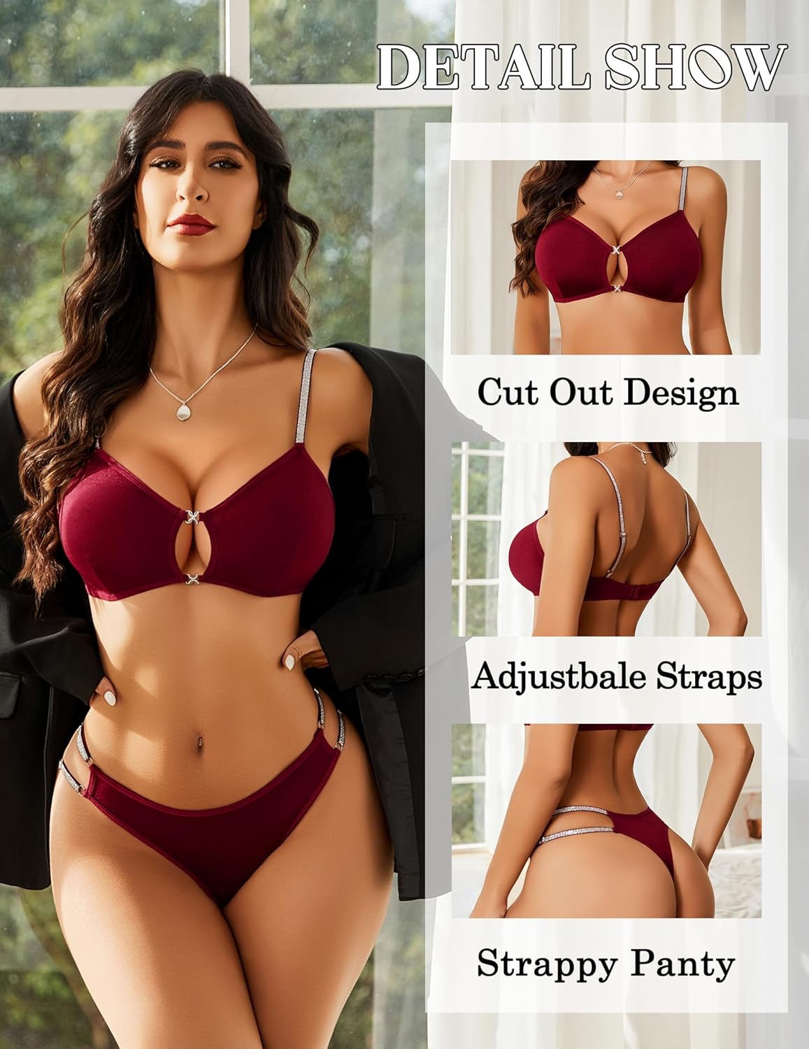 Avidlove Lingerie Set for Women Cut Out Sexy 2 Piece Bra and Panty Set Strappy Underwear Lingerie - Image 3