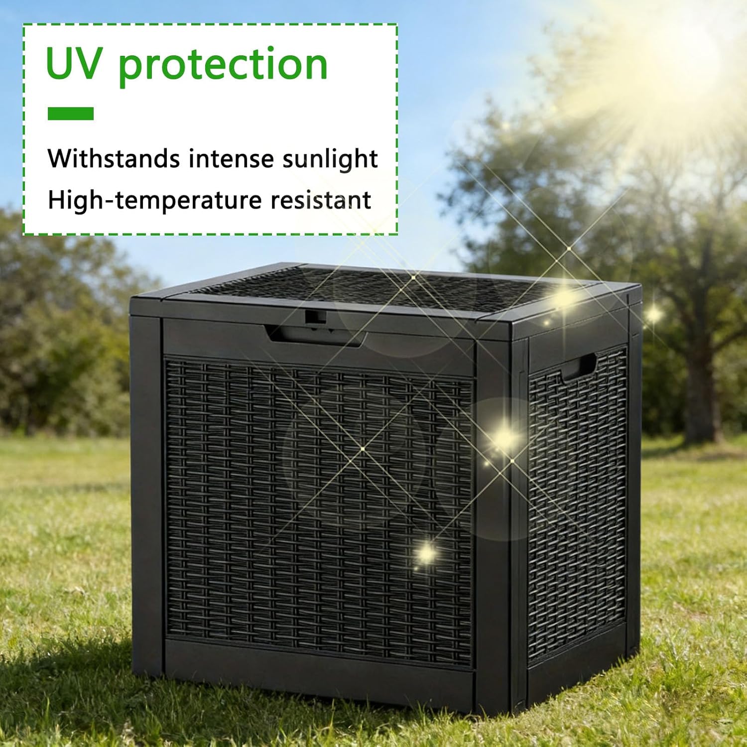 35 Gallon Indoor or Outdoor Backyard Patio Small Storage Deck Box Attractive Bench Seat and Reinforced Lid black Type-B